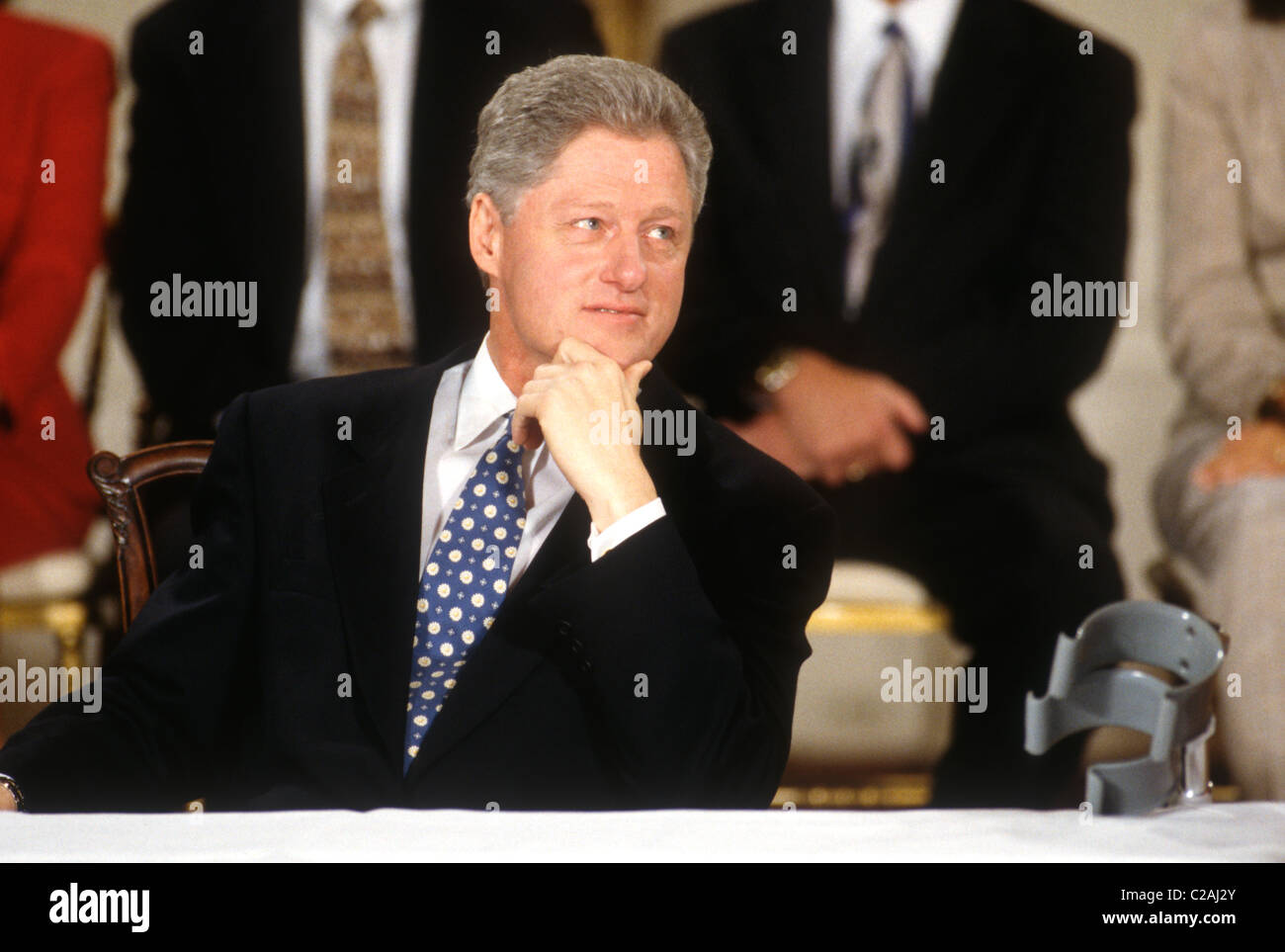 Le président Bill Clinton lors d'un événement à la Maison Blanche à Washington, DC. Banque D'Images