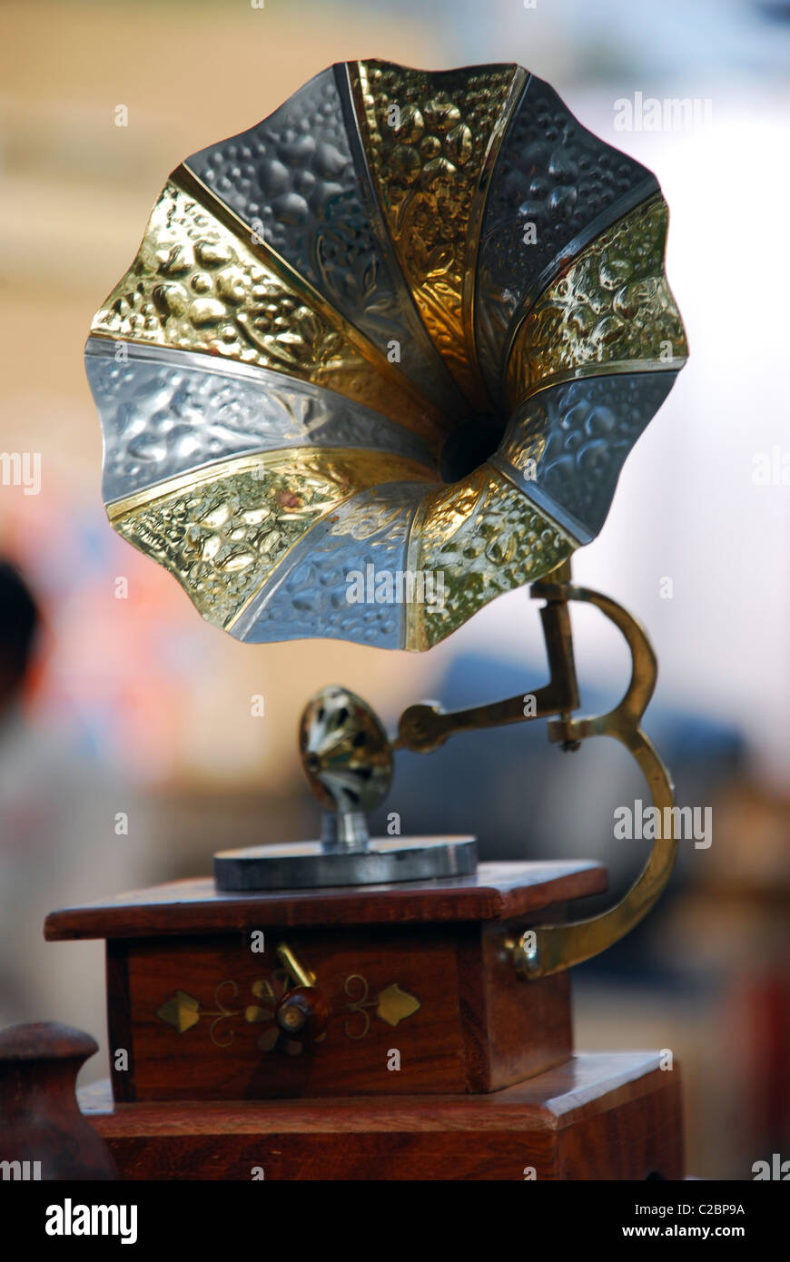 Gramophone en SurajKund Mela. Banque D'Images