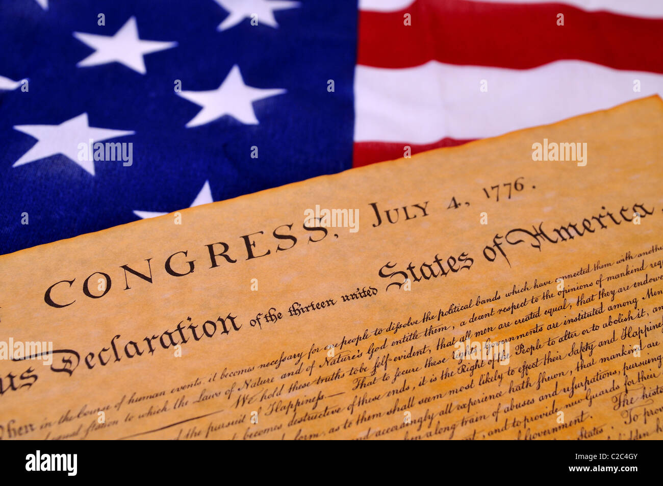 Déclaration de l'indépendance avec United States flag background Banque D'Images