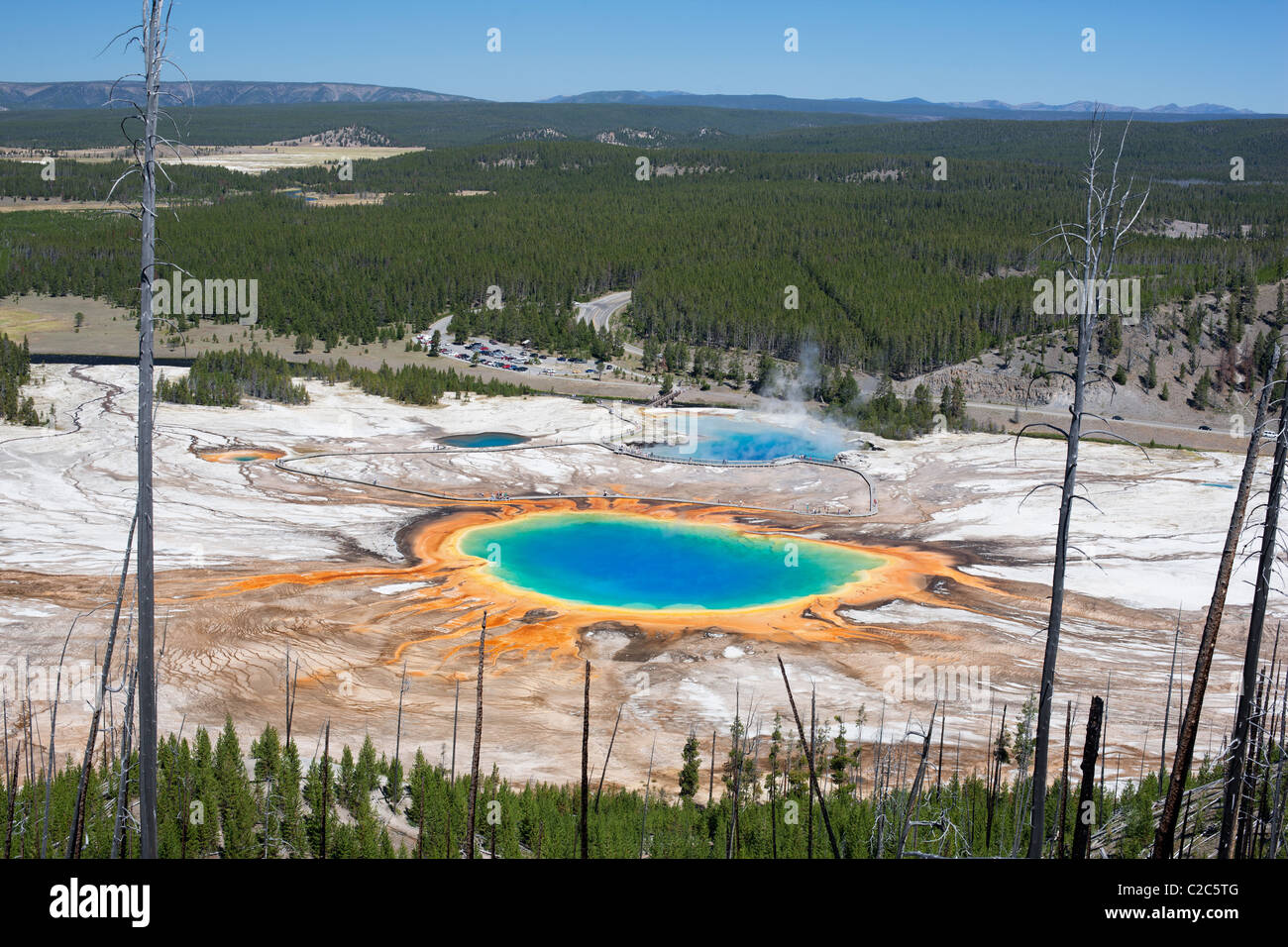 Le Grand Prismatic est la source géothermique la plus grande et la plus colorée du parc national de Yellowstone.Park County, Wyoming, États-Unis. Banque D'Images
