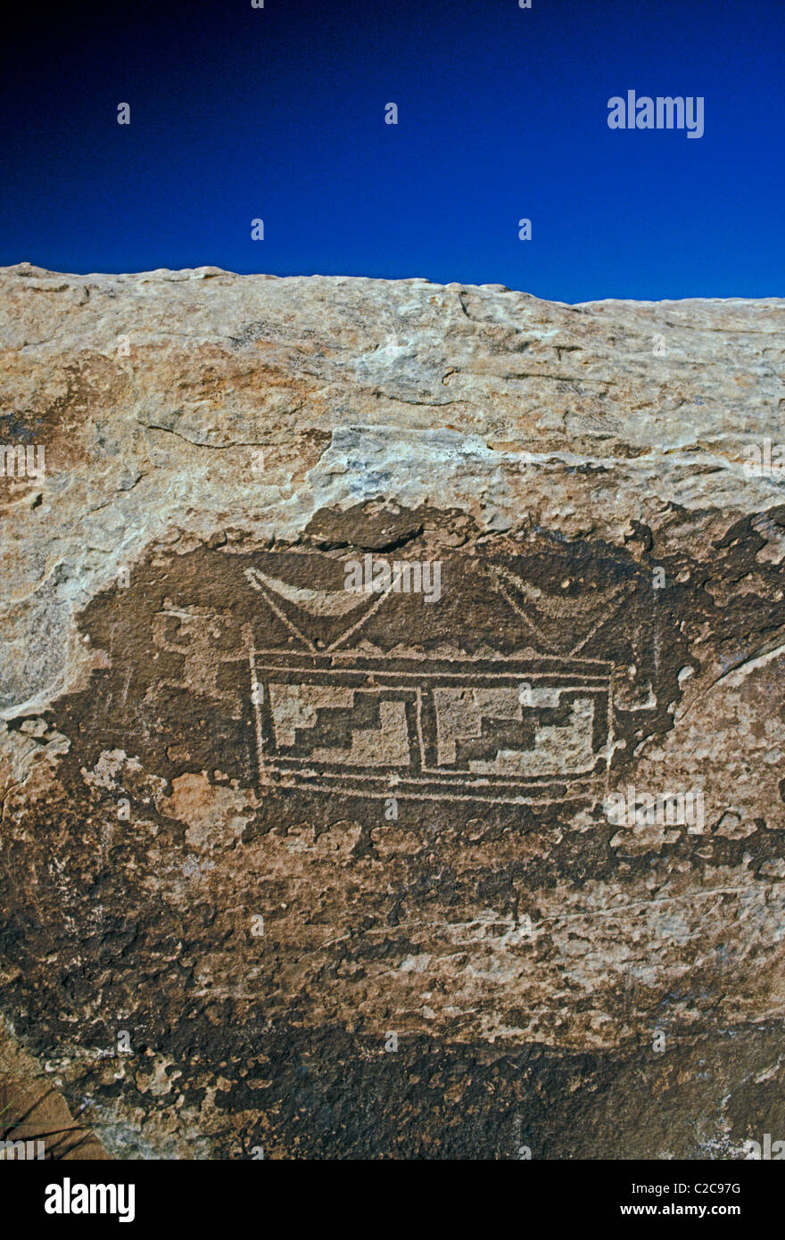 Petroglyph, des pétroglyphes, rock art, l'art préhistorique, la culture Anasazi, Pueblo Puerco Pueblo Puerco, ruines, le Parc National de la Forêt Pétrifiée, Arizona Banque D'Images