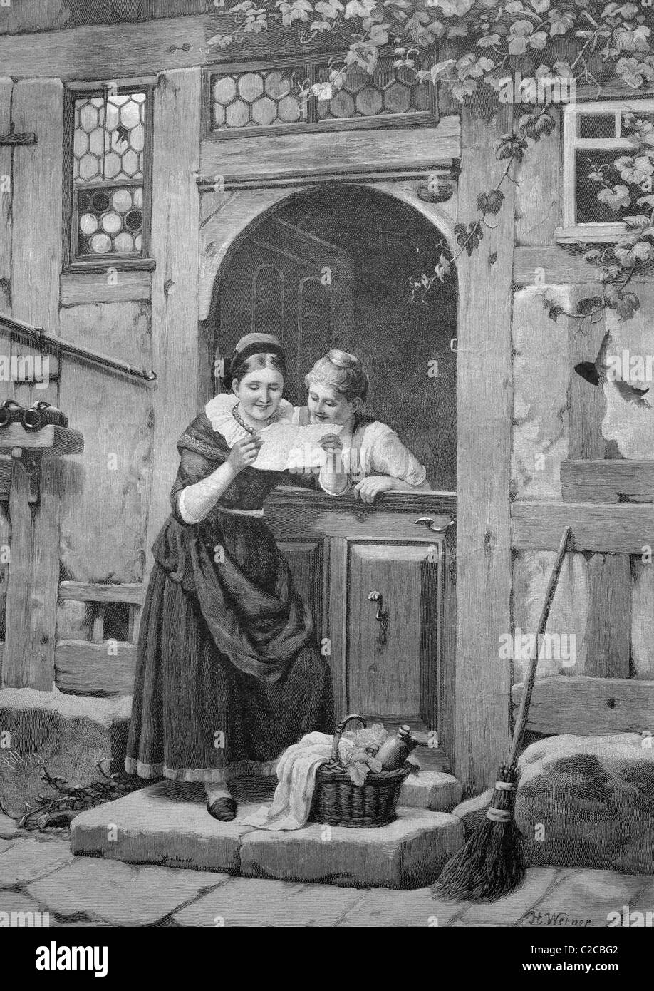 Des lettres d'amour, illustration historique, ca. 1893 Banque D'Images