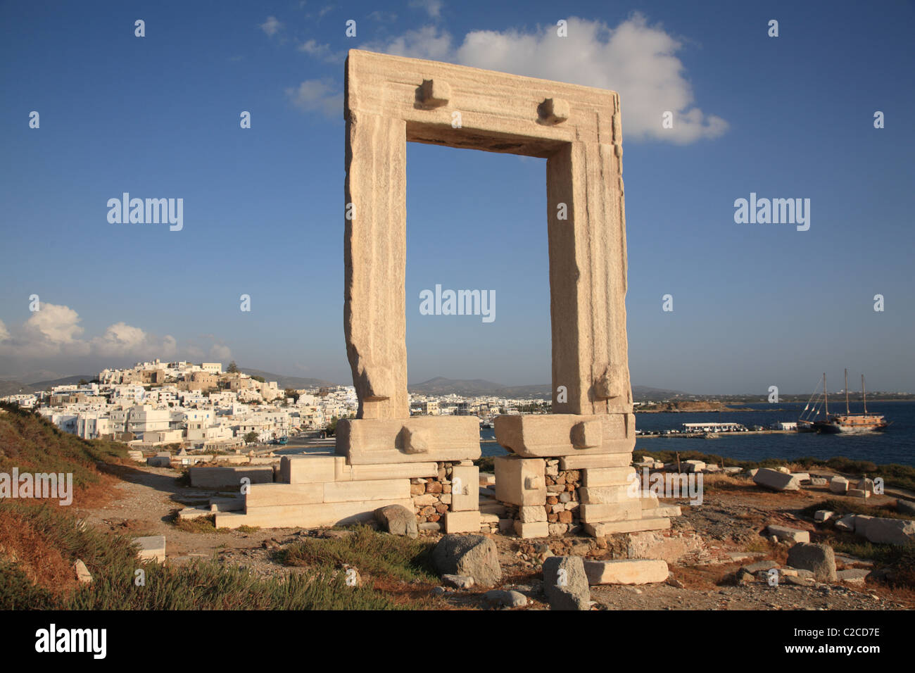 Temple d'Apollon, l'île de Palatia, Naxos, Cyclades, Grèce Banque D'Images