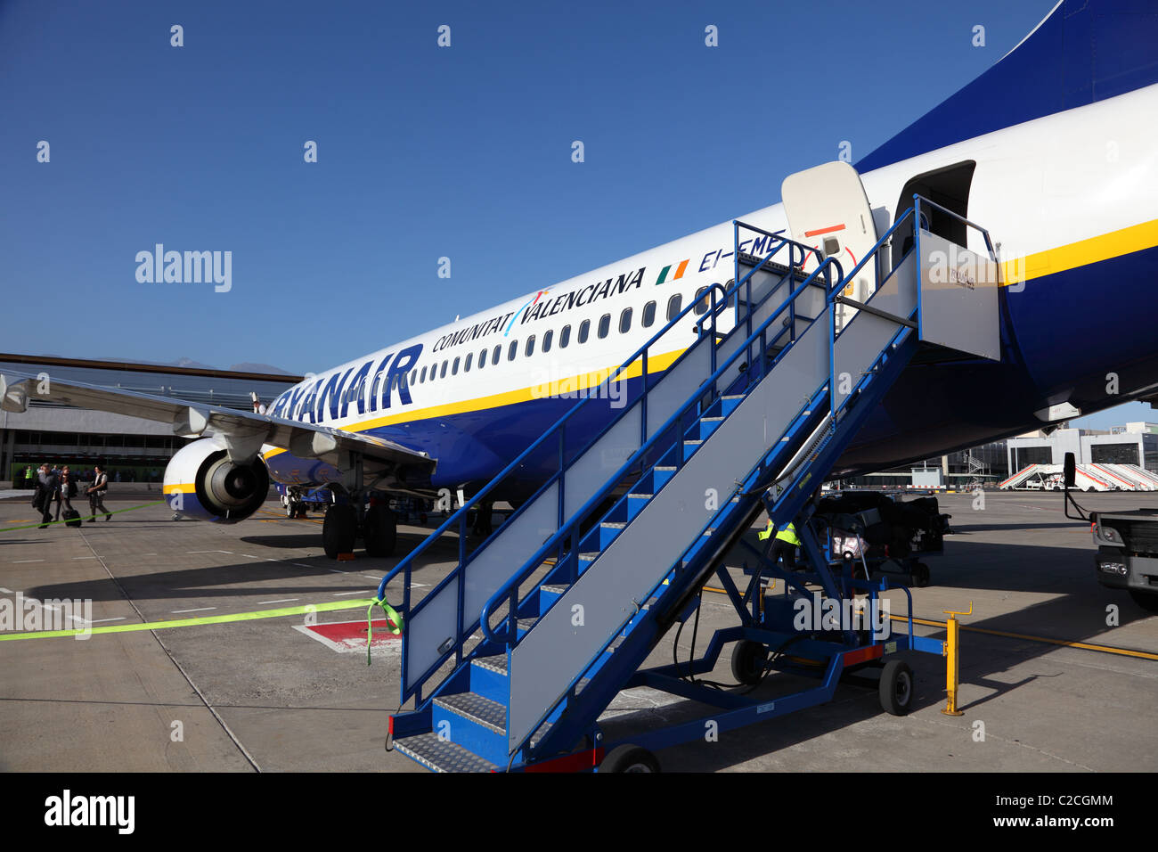 Avion de Ryanair à l'aéroport de Tenerife, Espagne. Banque D'Images