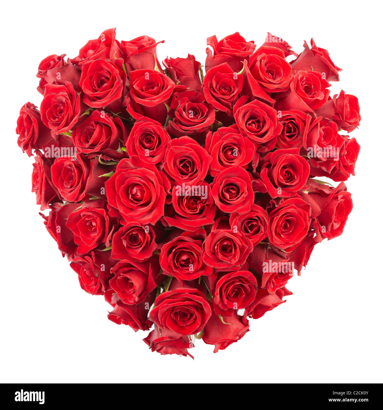 Rose rouge coeur isolé sur fond blanc Banque D'Images