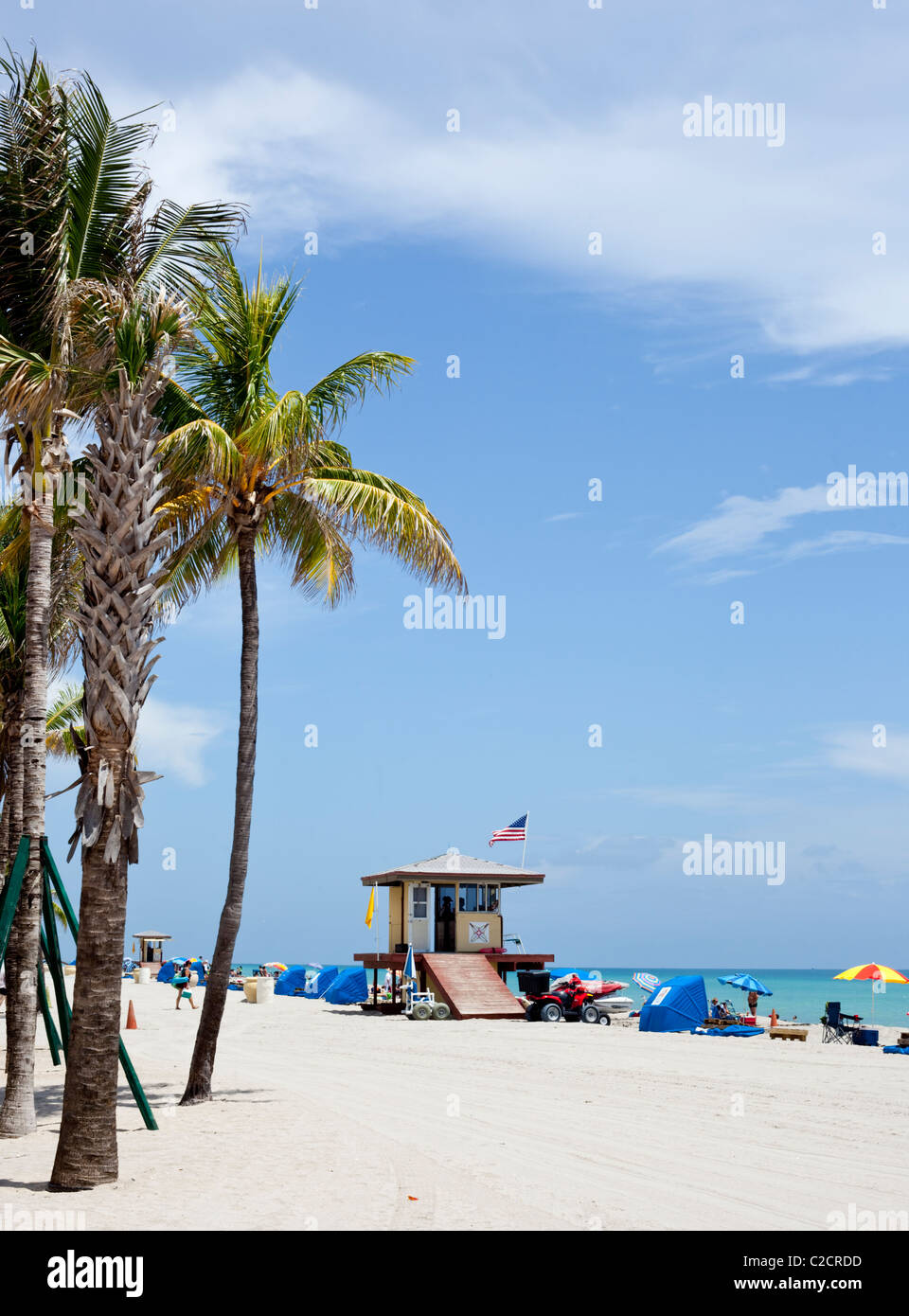 Lifeguard watchtower, Miami Beach, Floride, USA. Banque D'Images