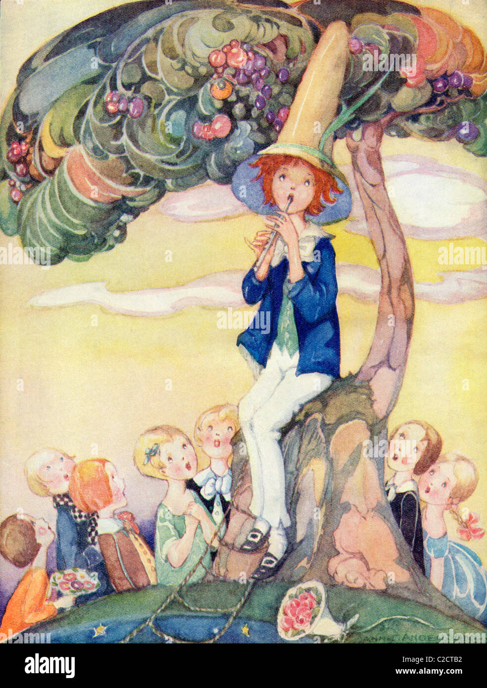 Le Rêve Piper frontispice illustration de l'Golden Wonder Livre publié en 1934. Banque D'Images