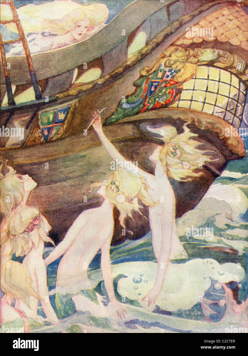 La Petite Sirène, illustration de la Golden Wonder Livre publié en 1934. Banque D'Images