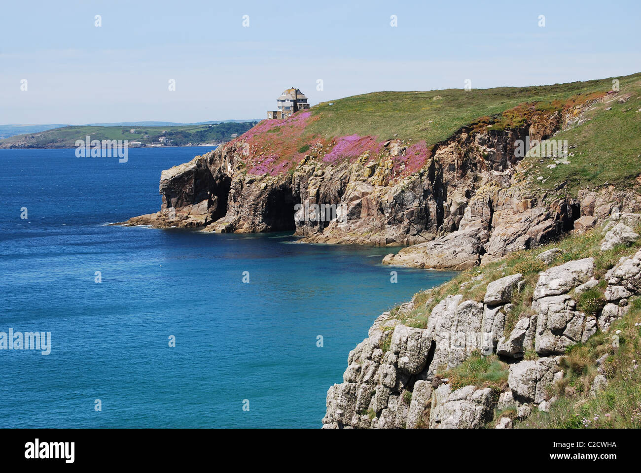 Praa Sands, falaises de Cornwall Banque D'Images