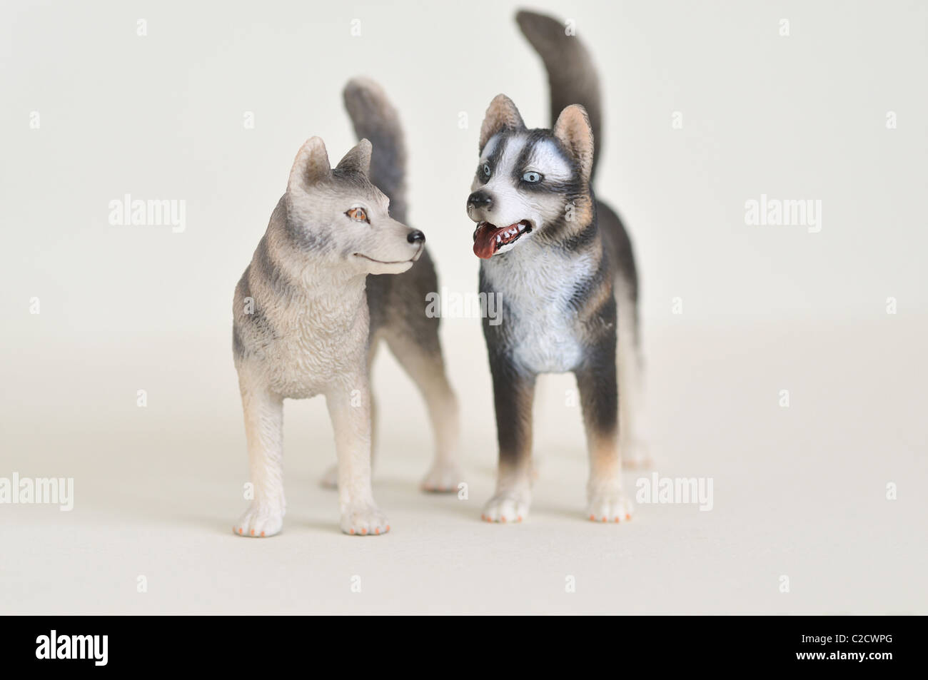 Les loups sauvages jouets animaux en plastique Banque D'Images