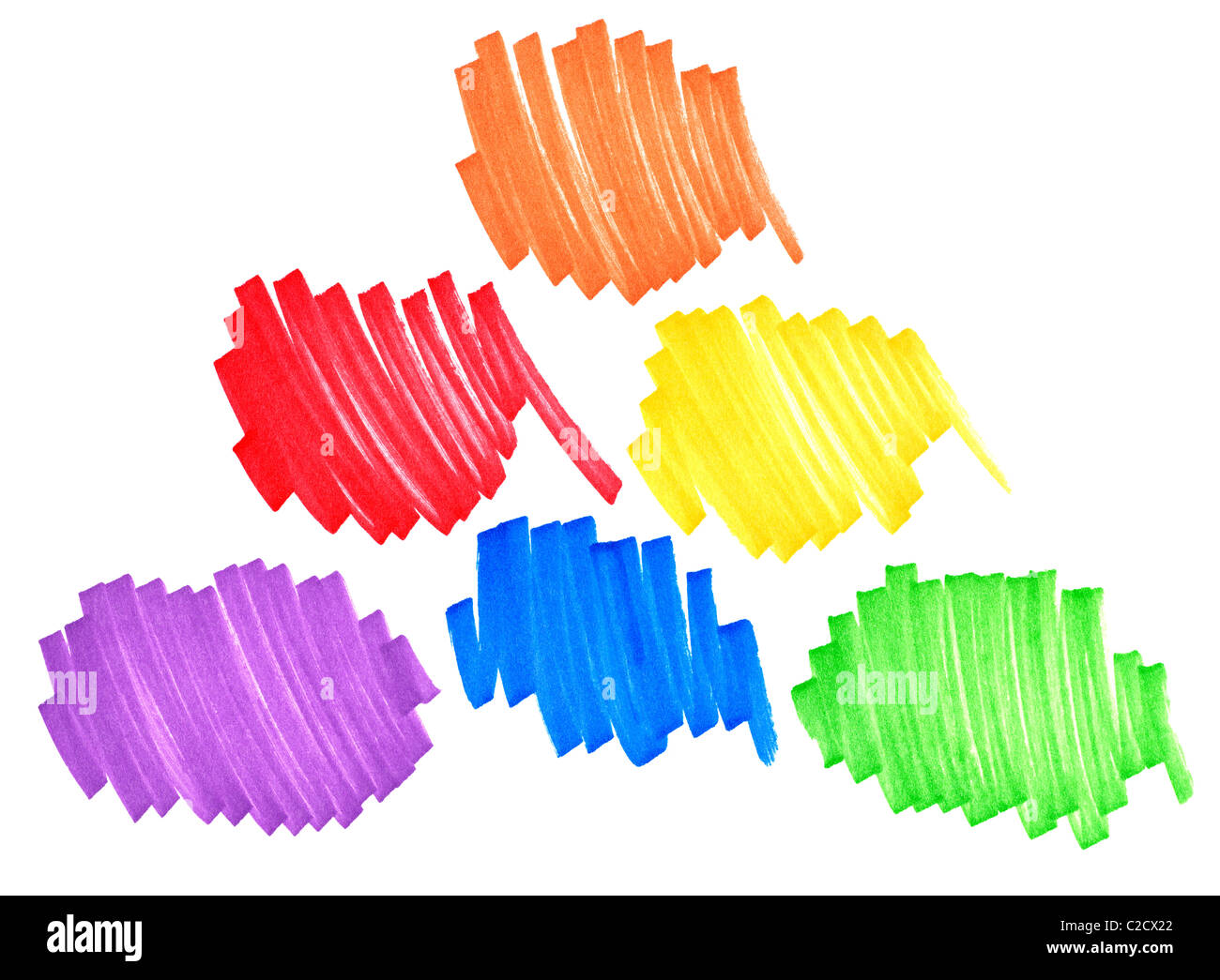 Tableau des couleurs primaires et secondaires doodles réalisés avec des