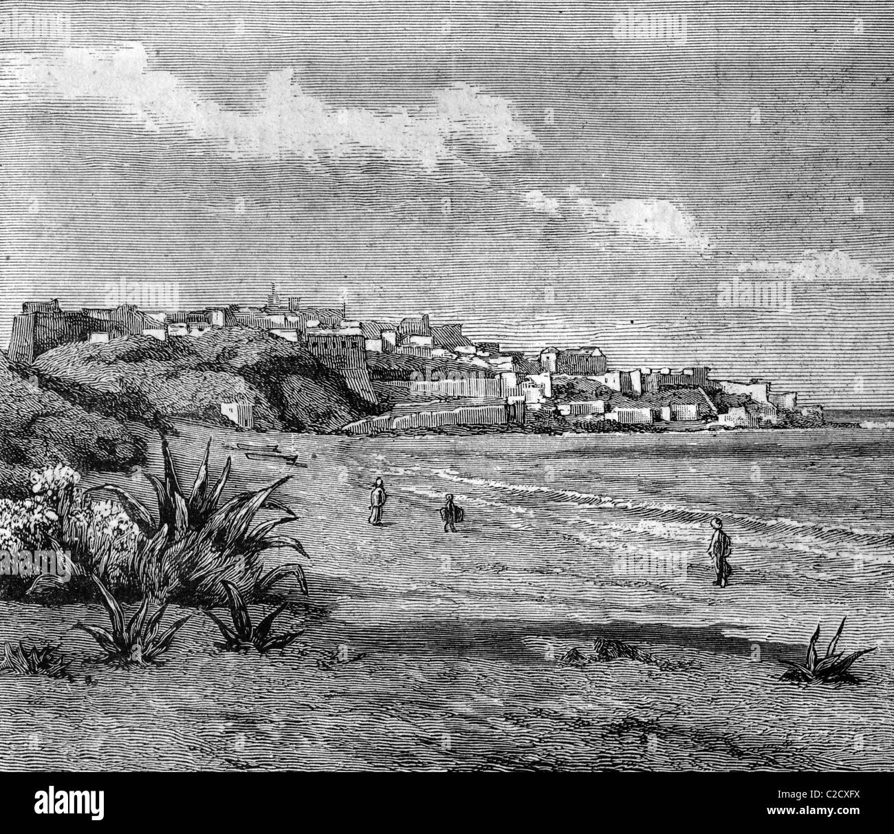 La baie de Tanger, Maroc, image historique, 1883 Banque D'Images