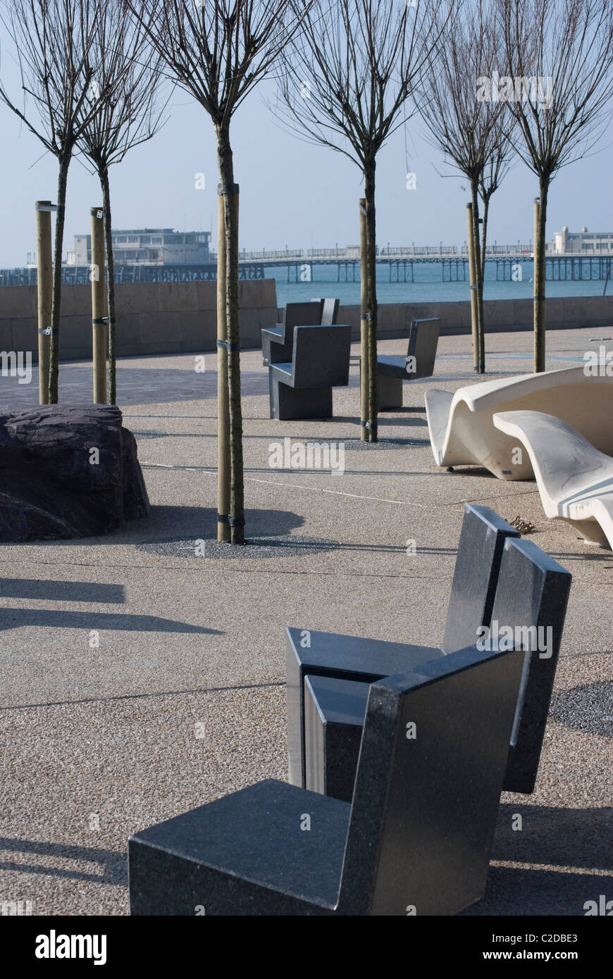 Avis de Splash Point, Worthing, West Sussex Banque D'Images