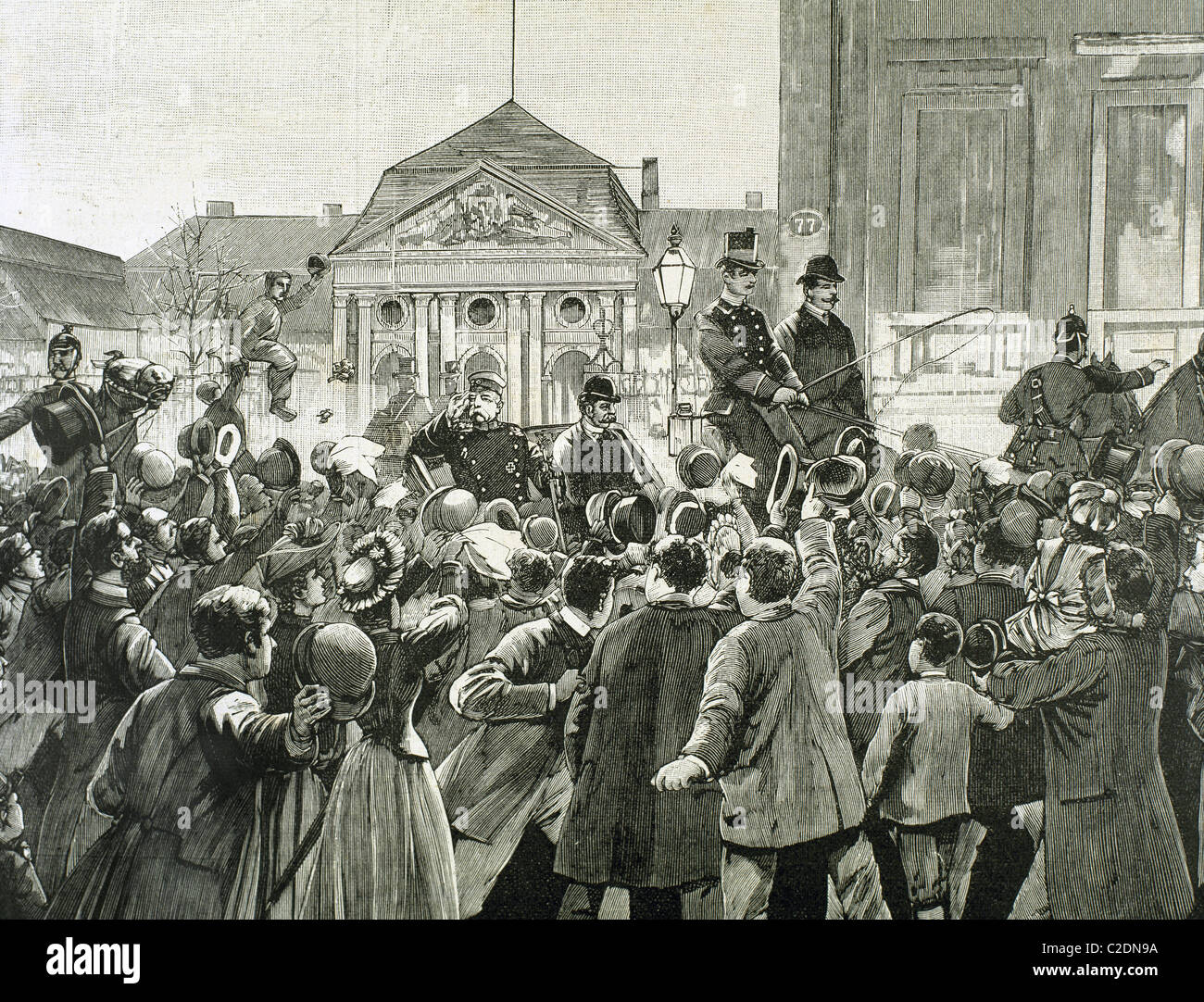 Ovation populaire au Prince Bismarck d'avoir gardé de la capitale pour aller à sa résidence de Friedrichsruhe. Berlin. Banque D'Images