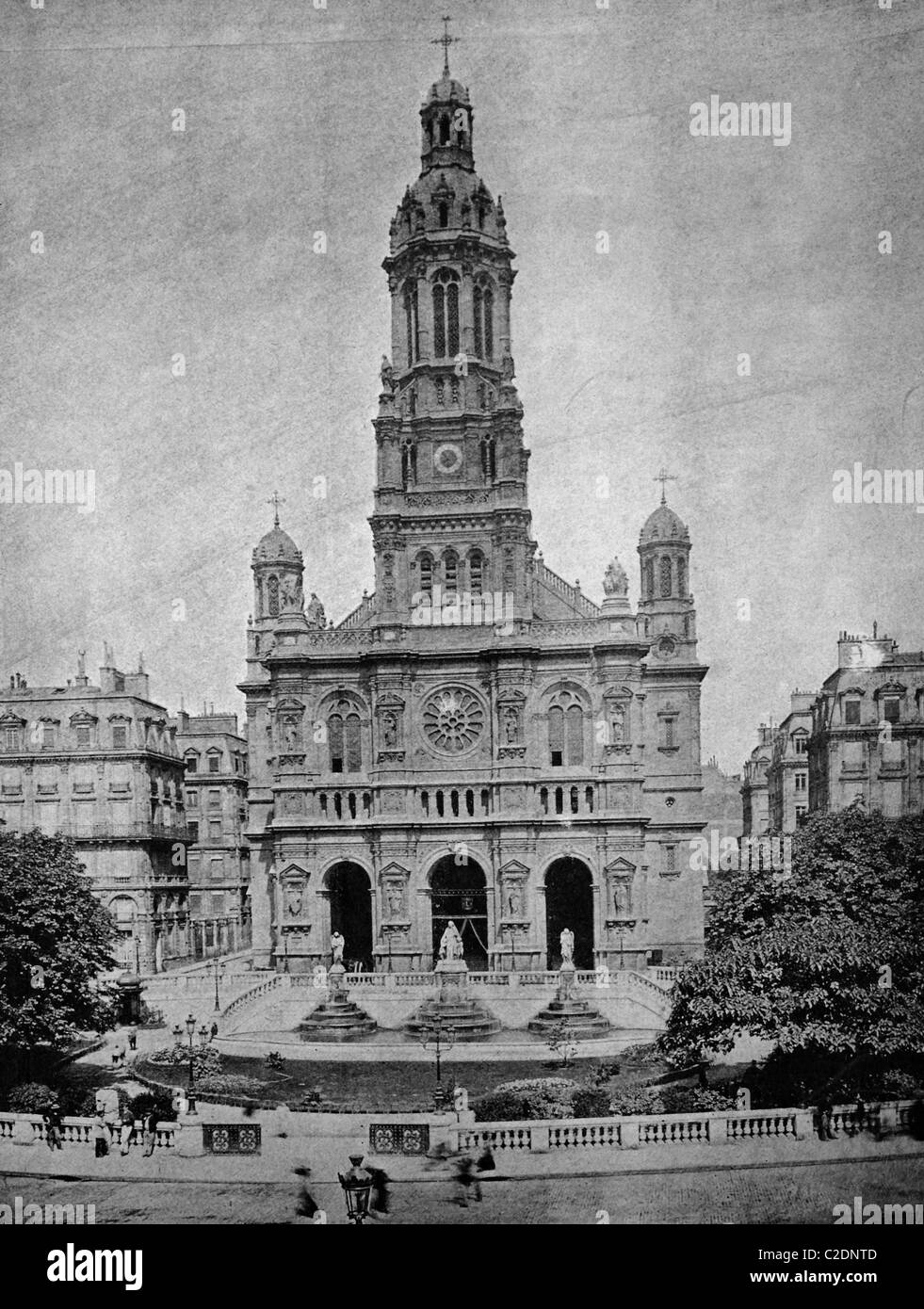 L'un des premiers autotypes de l'église Église de la Trinité, Paris, France, photographie historique, 1884 Banque D'Images