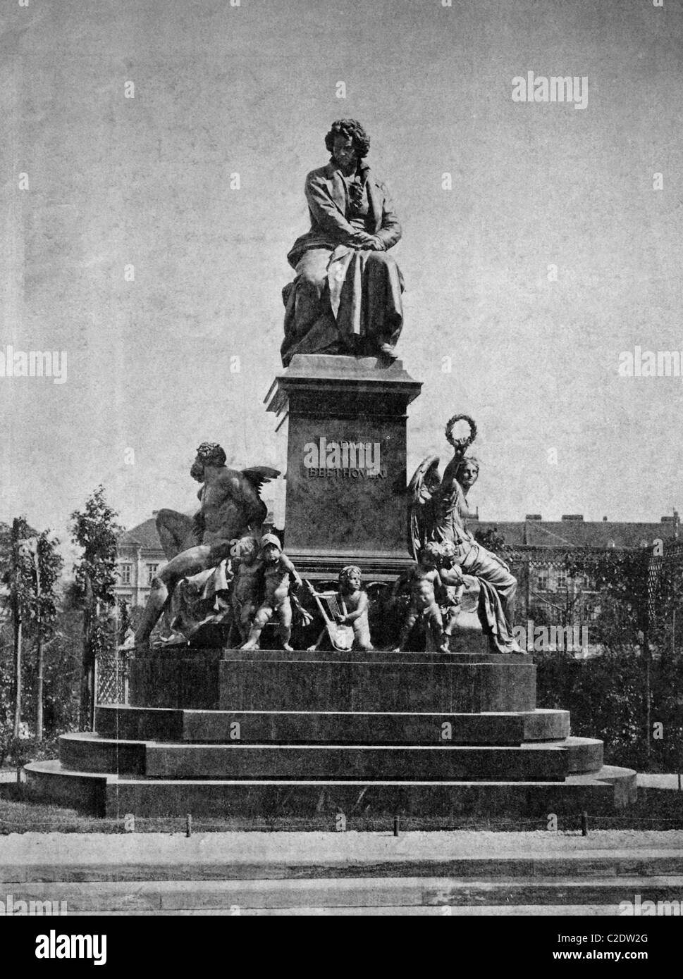 L'un des premiers tirages d'Autotype, monument Beethoven, photographie historique, 1884, Vienne, Autriche, Europe Banque D'Images