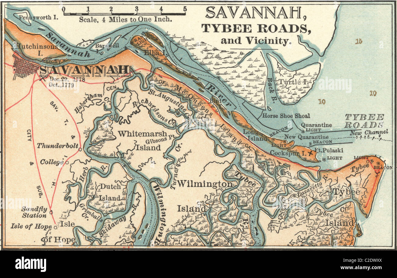Carte de Savannah Banque D'Images