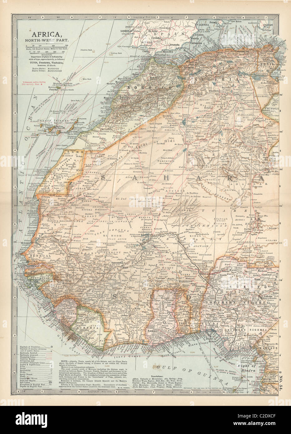 La carte du nord-ouest de l'Afrique Banque D'Images