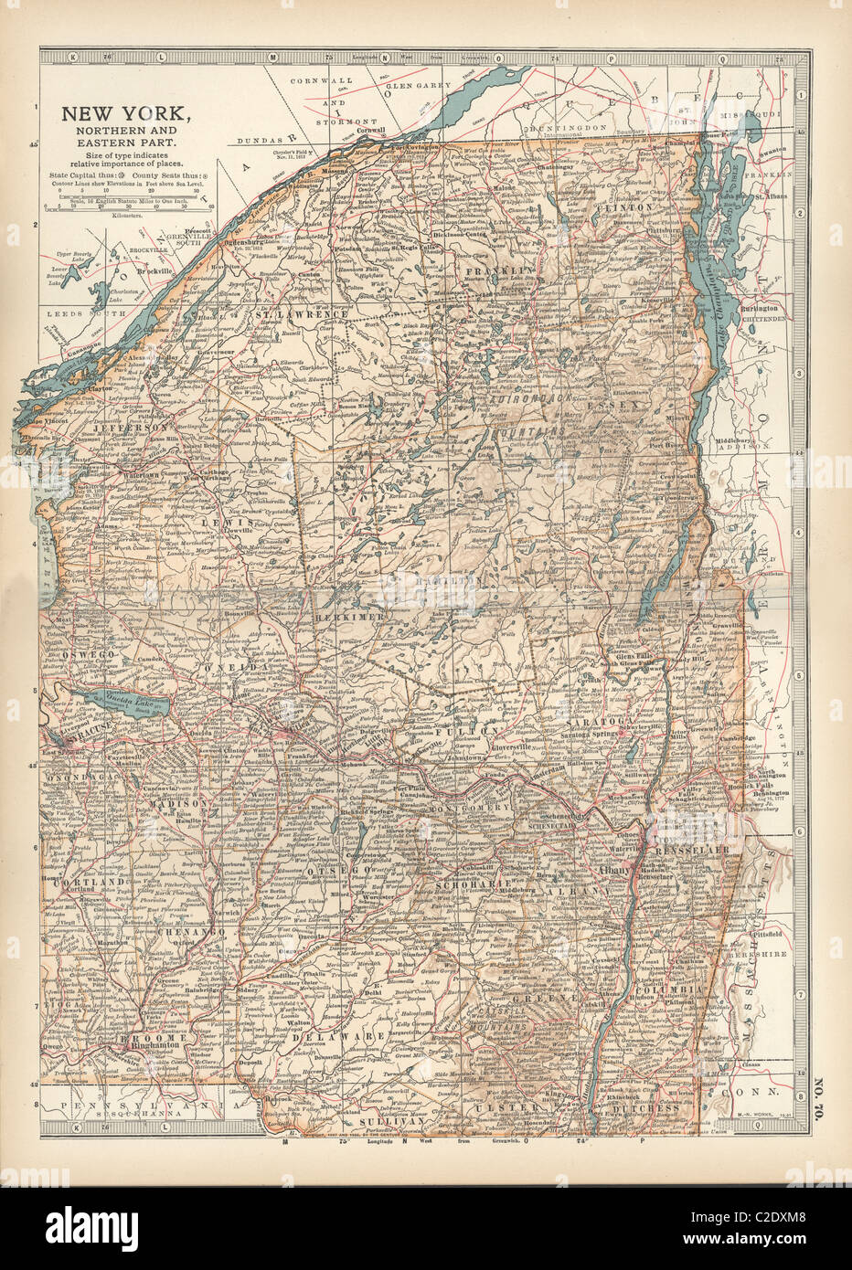 La carte de l'État de New York Banque D'Images