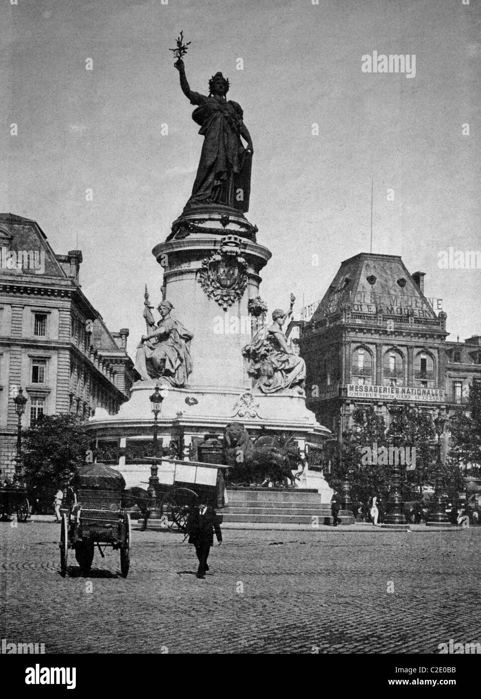 L'un des premiers autotypes de Place de la République, Paris, photographie historique, 1884 Banque D'Images