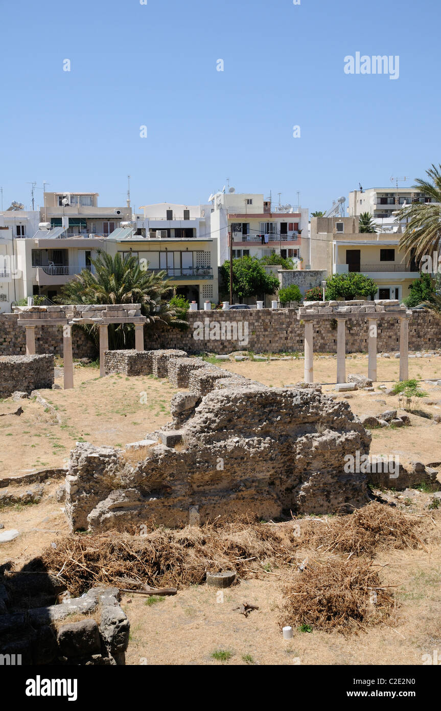 Les vestiges romains sur le site archéologique de l'Ouest dans le centre-ville de Kos île de Kos Grèce Banque D'Images