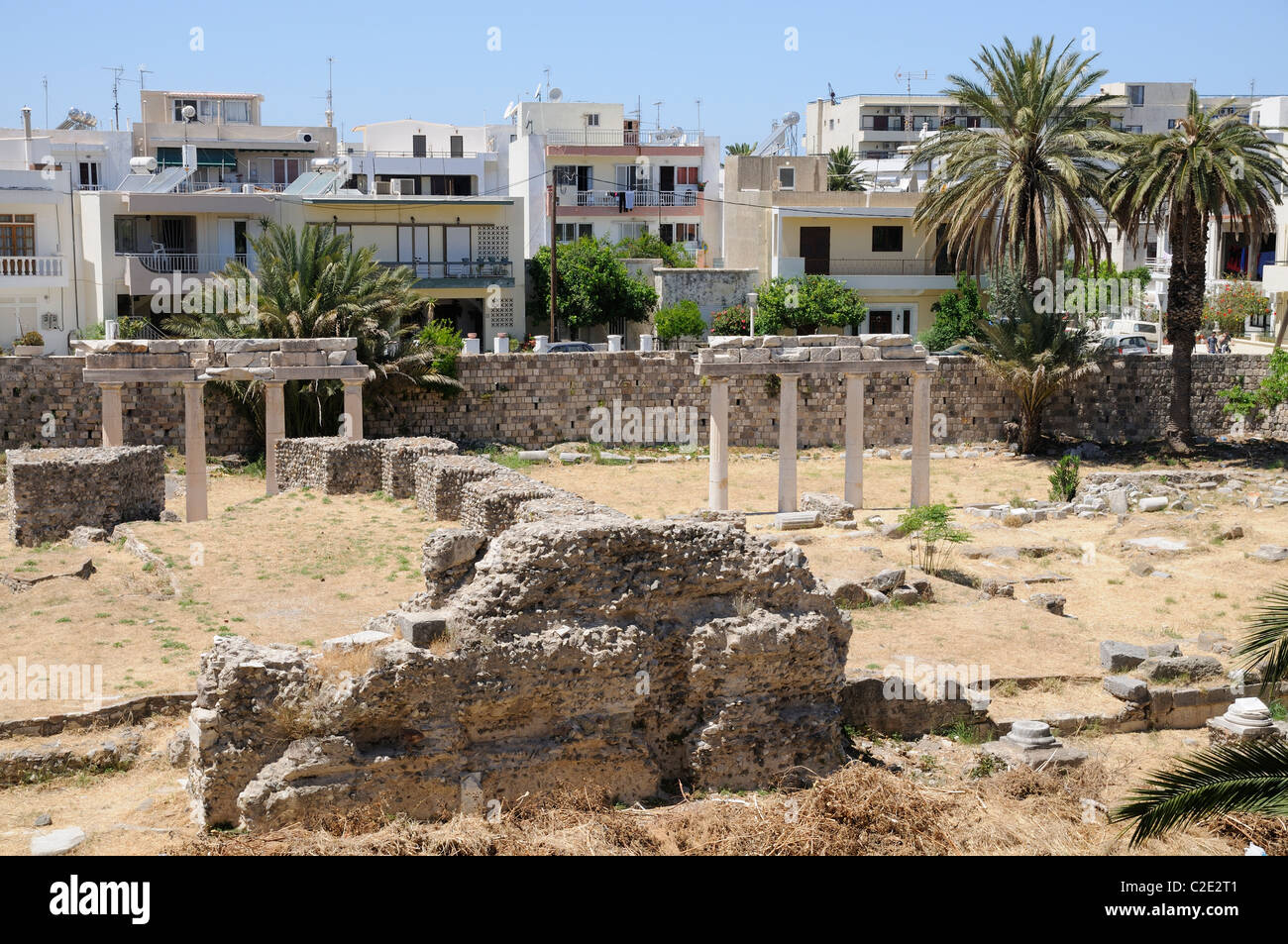 Les vestiges romains sur le site archéologique de l'Ouest dans le centre-ville de Kos île de Kos Grèce Banque D'Images