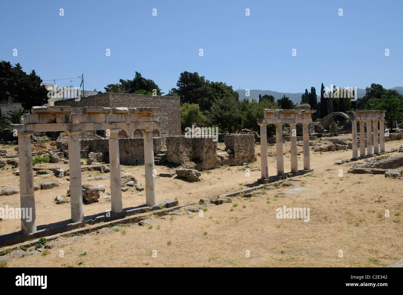 Les vestiges romains sur le site archéologique de l'Ouest dans la ville de Kos île de Kos Grèce Banque D'Images