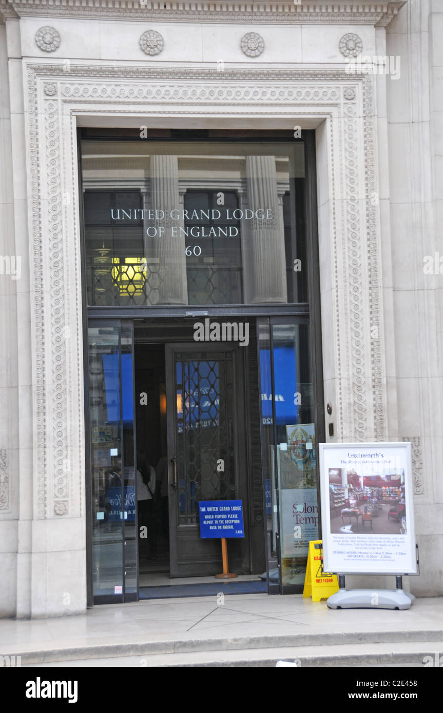 Grande Loge Unie d'Angleterre Masonic Lodge entrée maçons Banque D'Images