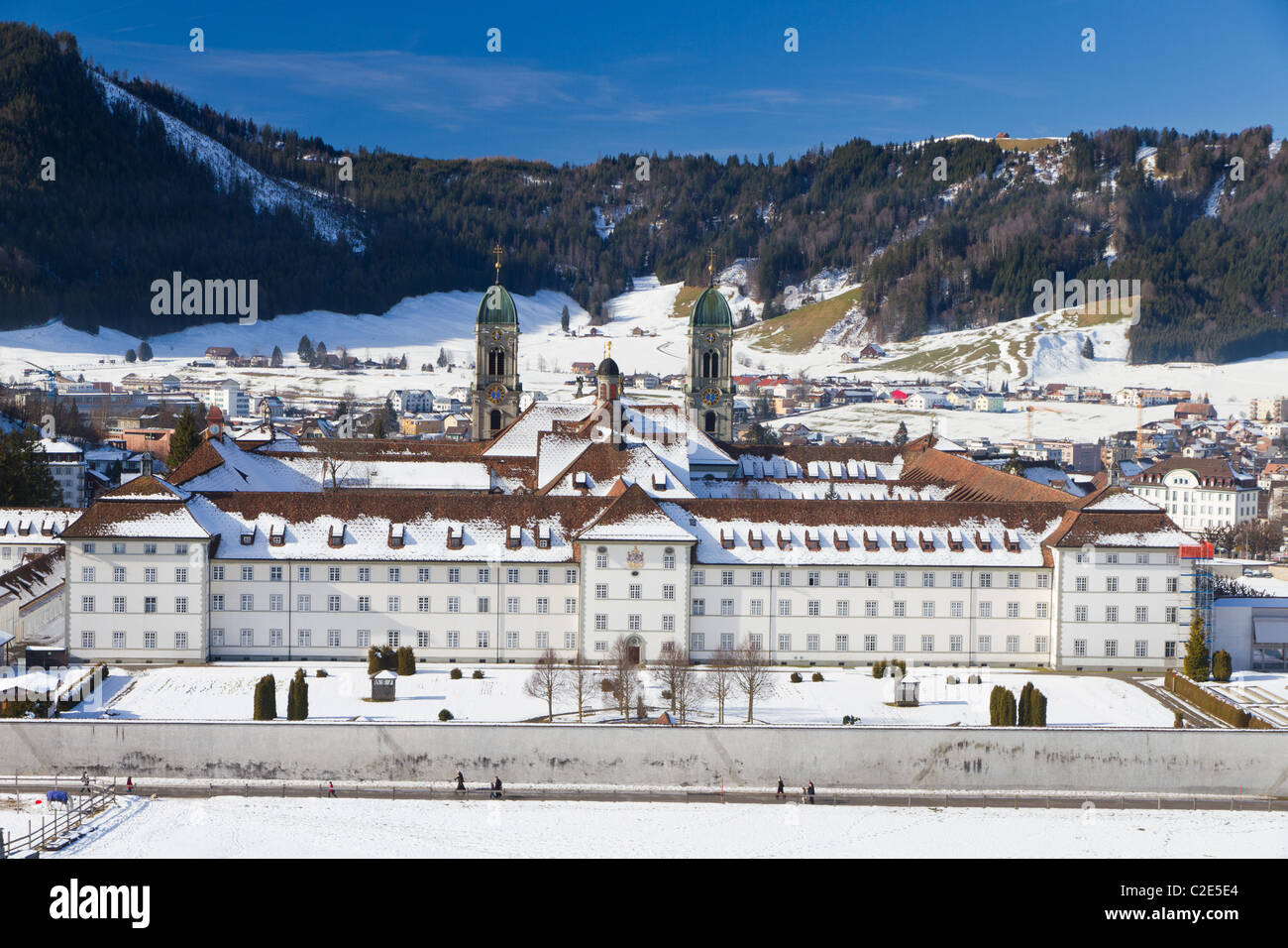 Majestic, grand, composé de Einsiedeln cloître rectangulaire en hiver, Suisse Banque D'Images