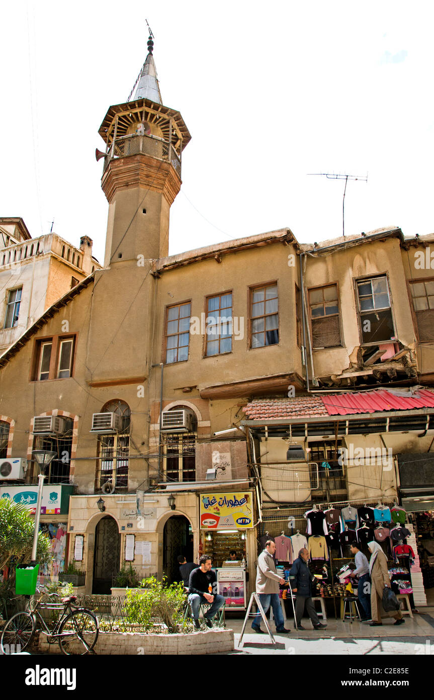 Ancienne mosquée shopping street centre de Damas en Syrie Banque D'Images