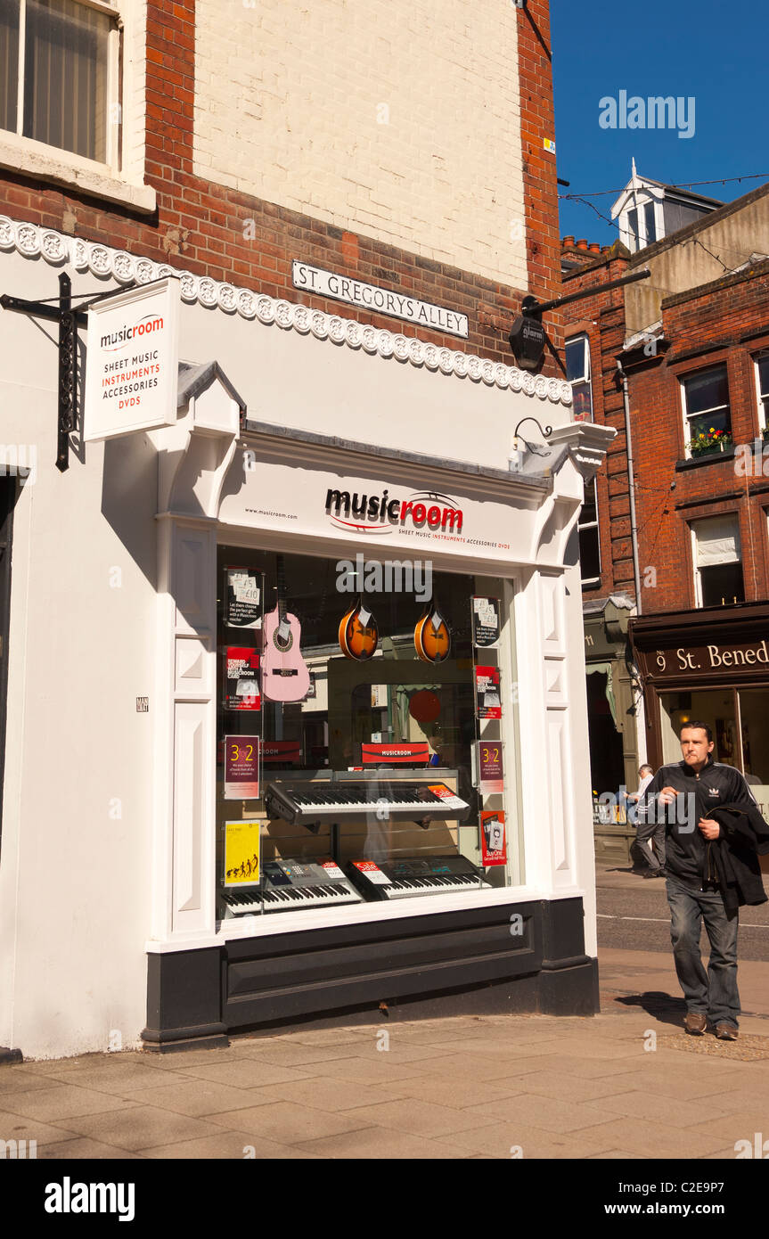 La salle de musique shop store à Norwich , Norfolk , Angleterre , Angleterre , Royaume-Uni Banque D'Images