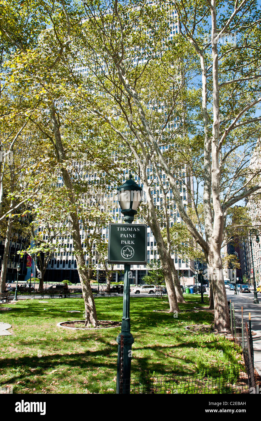 Thomas Paine Park, Manhattan, New York City, USA Banque D'Images