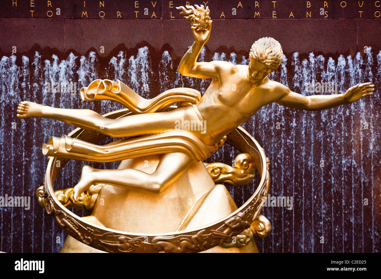 Statue de Prométhée d'or à Rockefeller Center, Manhattan, New York City, New York City, New York, NY, New York, Big Apple, Manhattan Banque D'Images