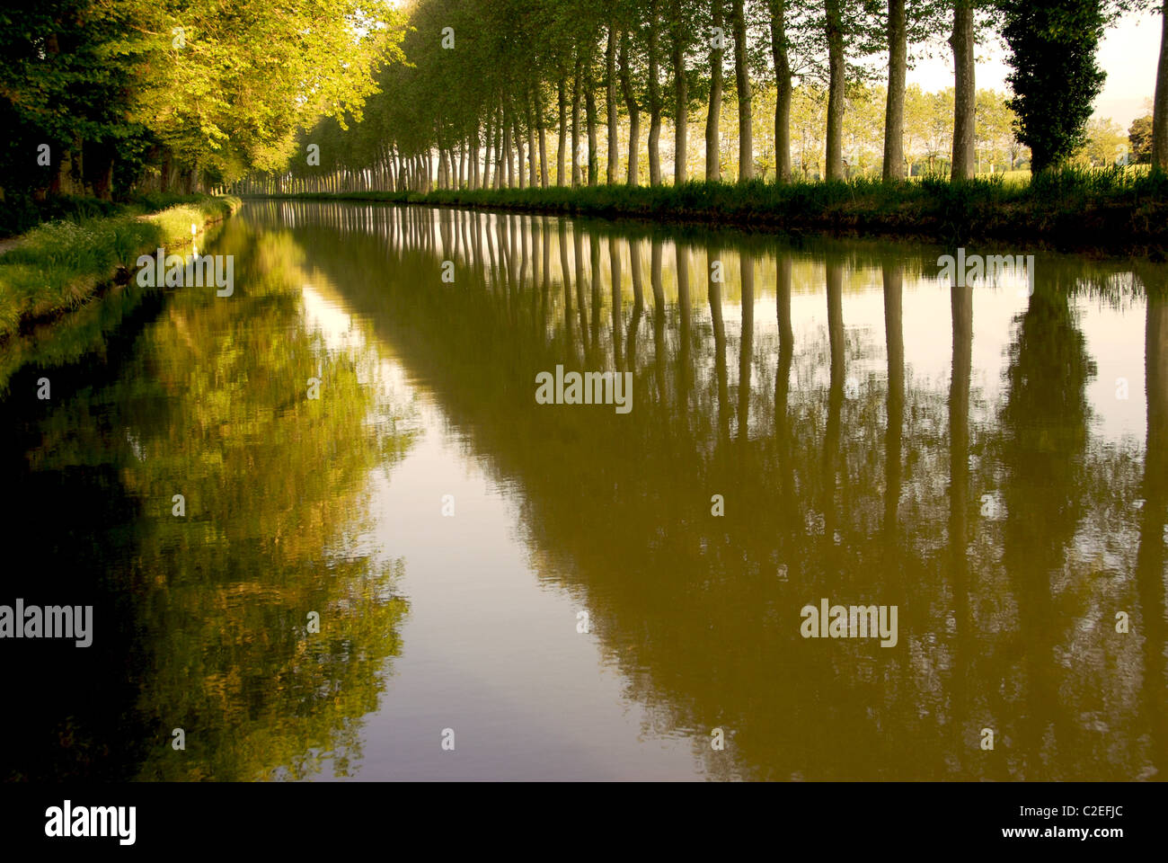 F/Aude/Castelnaudary : Canal du Midi près de l'Écluse de Peyruque en début de soirée Banque D'Images