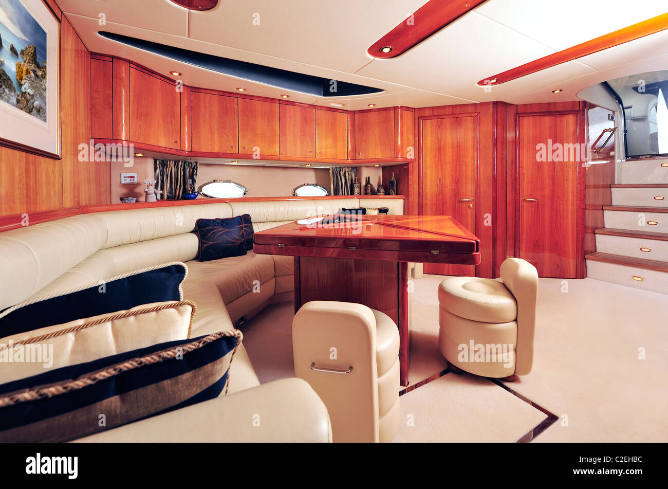 Bateau yacht interior Banque D'Images