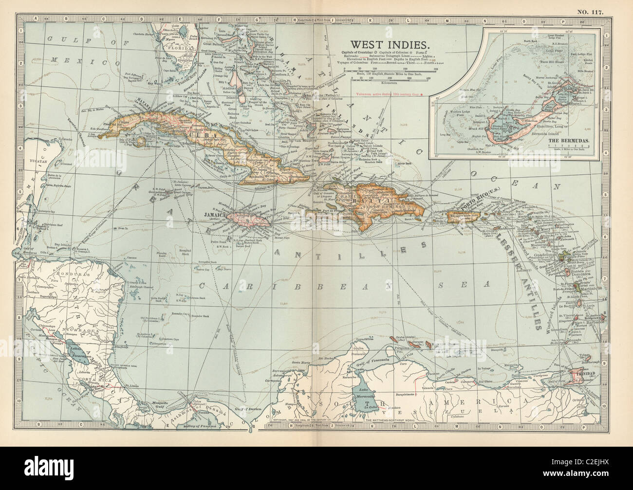 Carte de la West Indies Banque D'Images