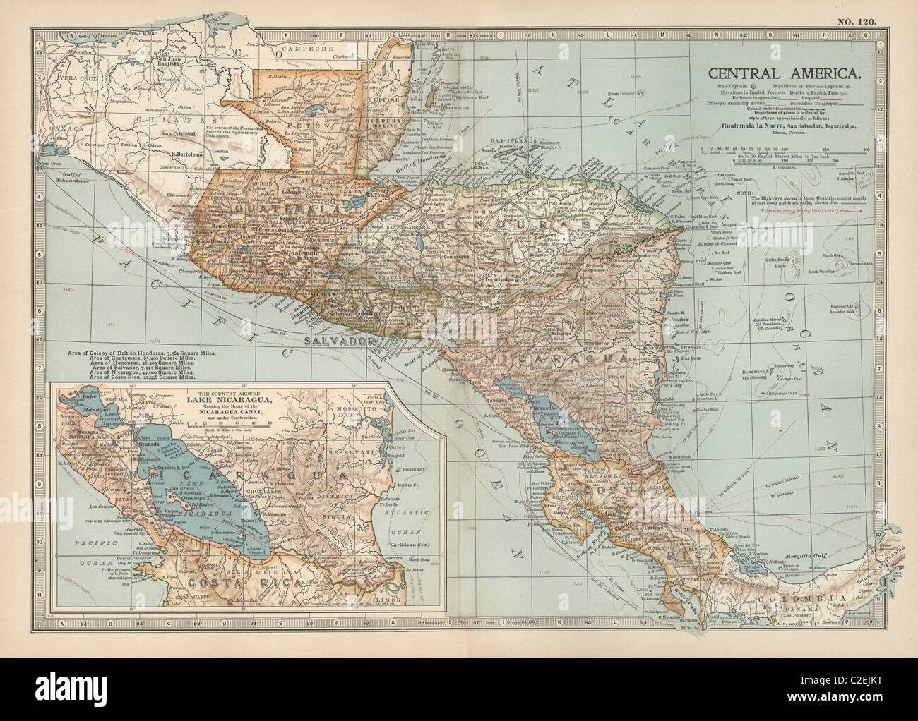 La carte de l'Amérique centrale Banque D'Images