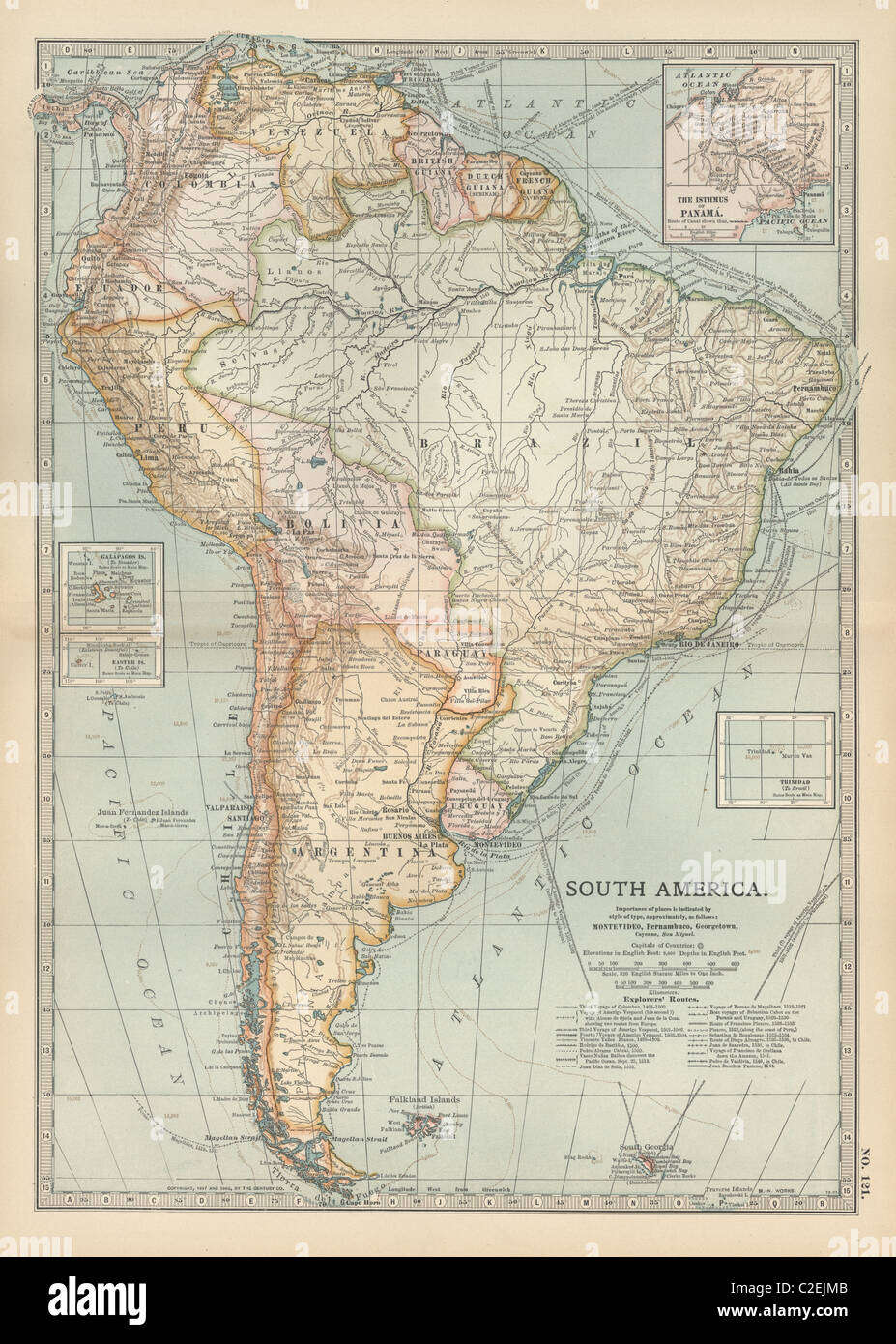 La carte de l'Amérique du Sud Banque D'Images
