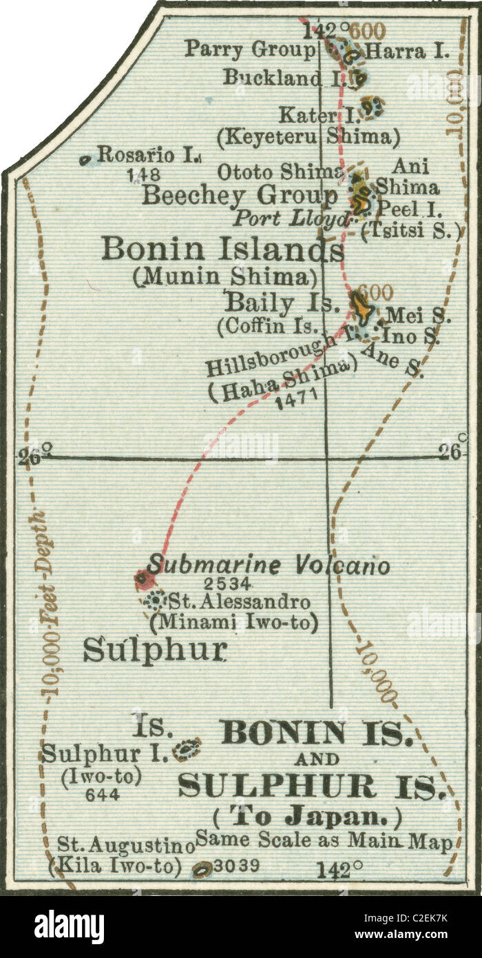 Carte des îles Bonin et îles de soufre Banque D'Images