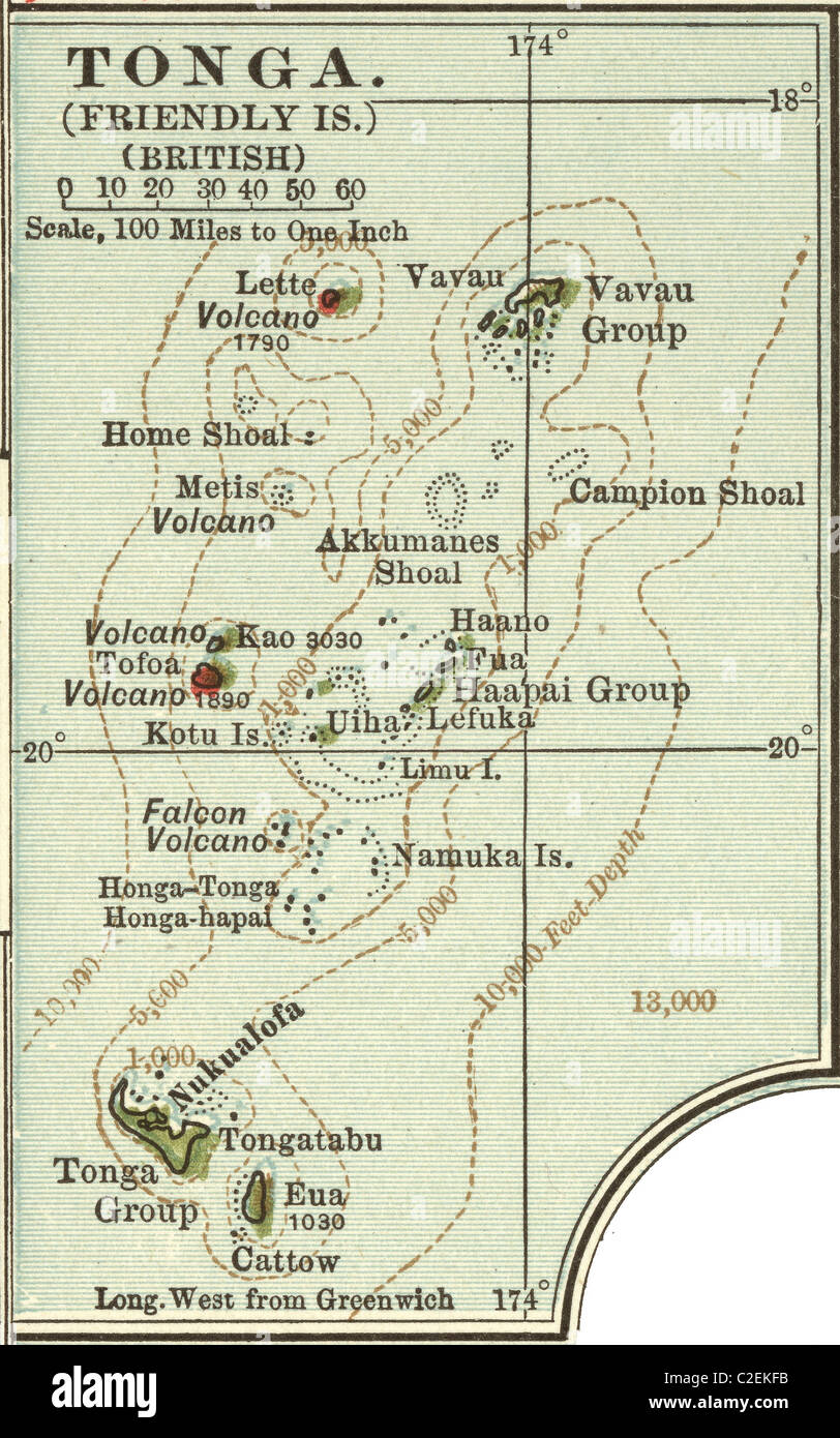 Carte des Tonga Banque D'Images