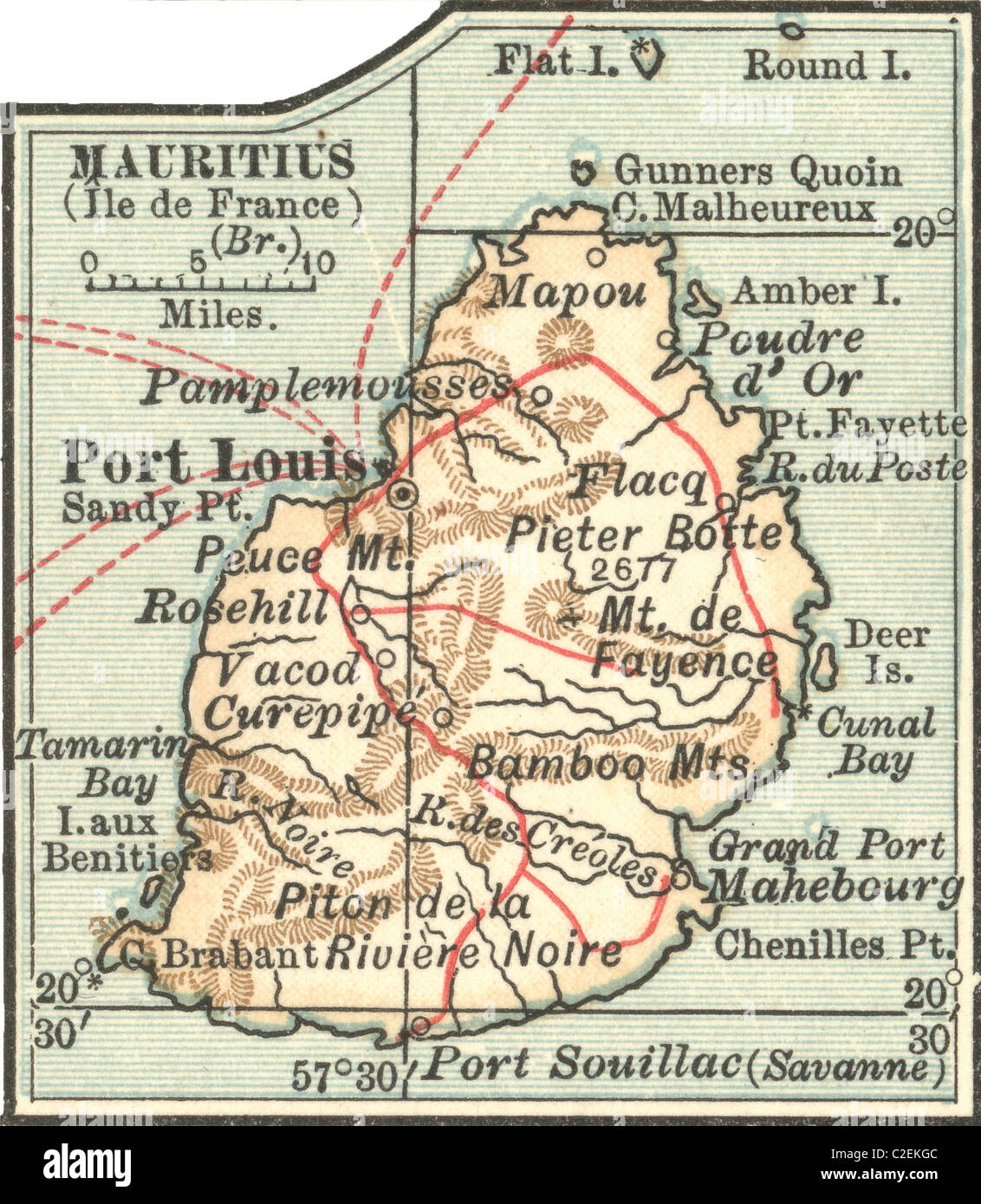 Carte de l'île Maurice Banque D'Images