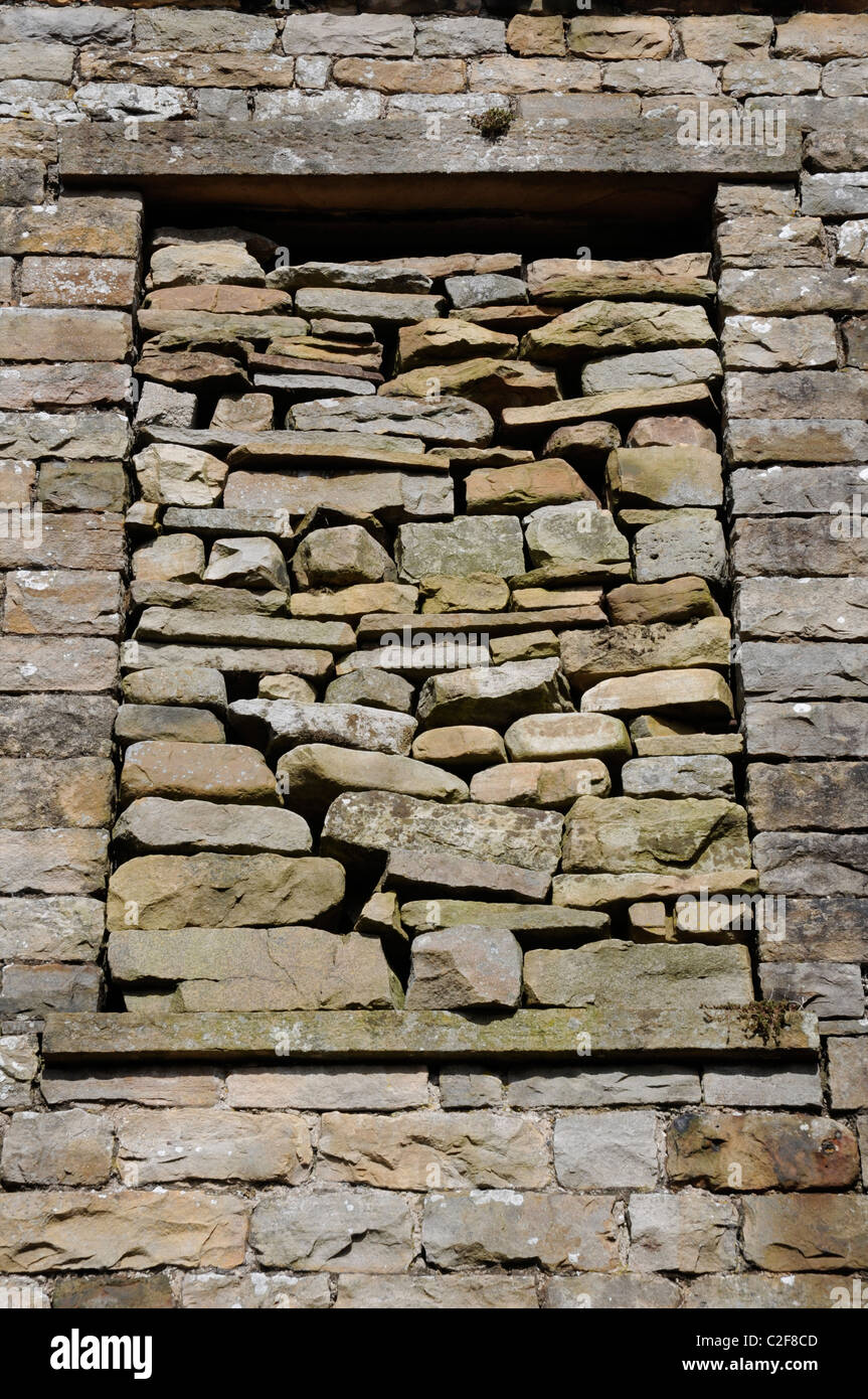 Fenêtres en pierre, Thwaite, Swaledale, Yorkshire, Angleterre, RU Banque D'Images