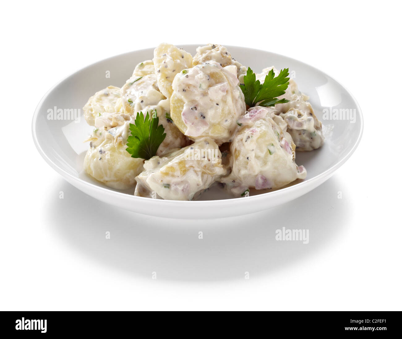 Bol blanc salade de pommes de terre Banque D'Images