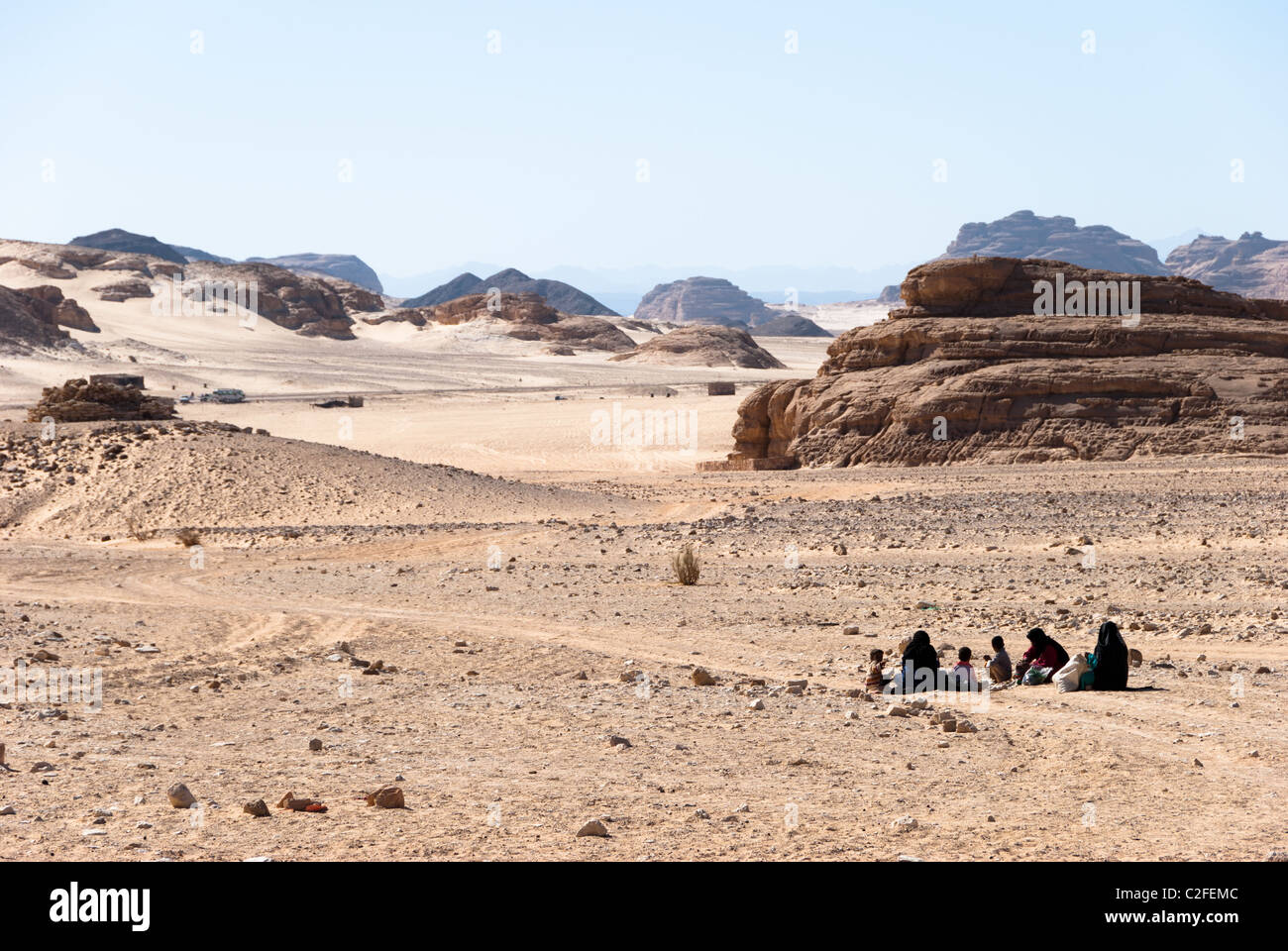 Groupe de bédouins dans le plateau Khudra - péninsule du Sinaï, Égypte Banque D'Images