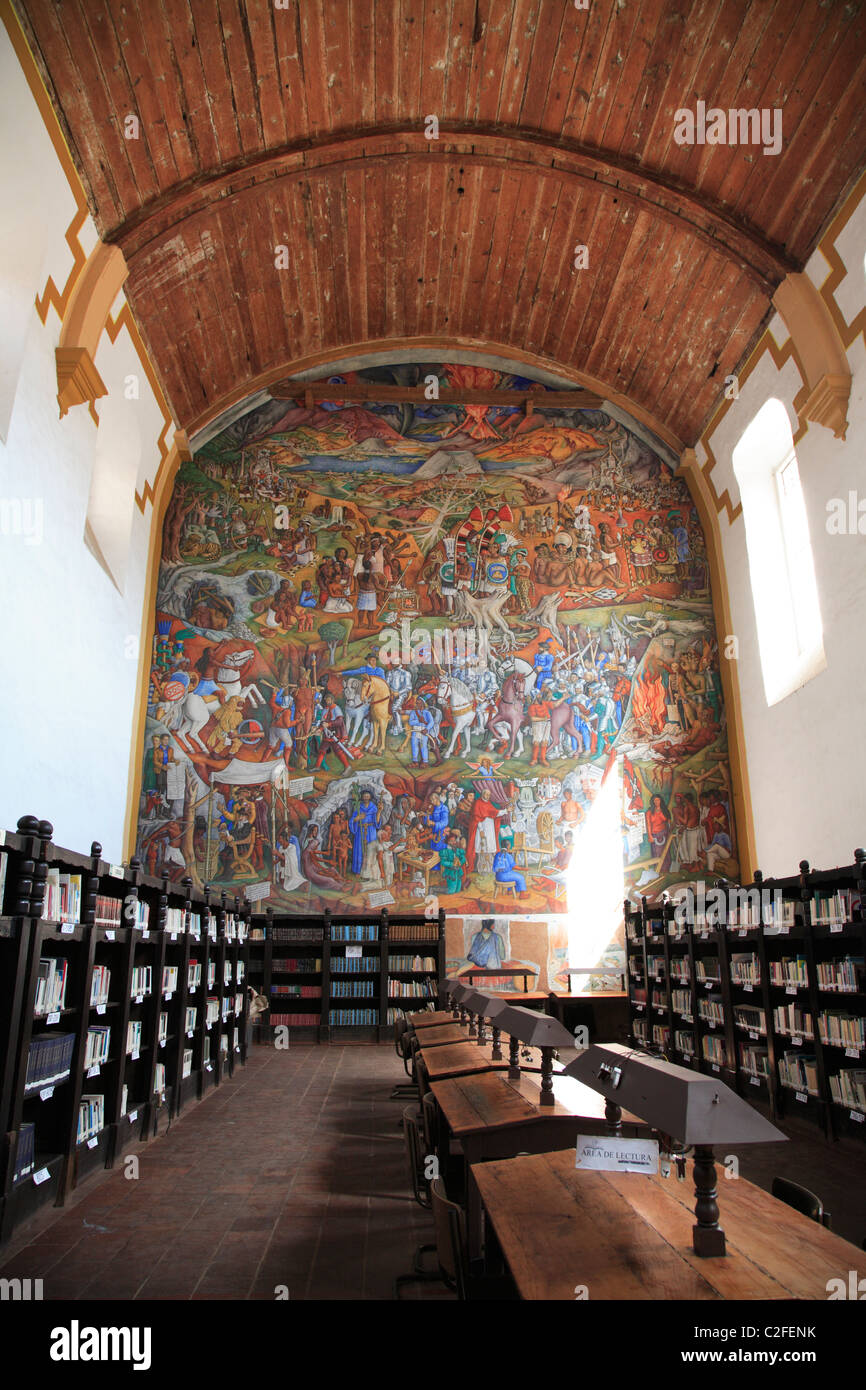 Murale, Bibliothèque, Patzcuaro, Patzcuaro, Michoacan, Mexique, Etat de l'Amérique du Nord Banque D'Images