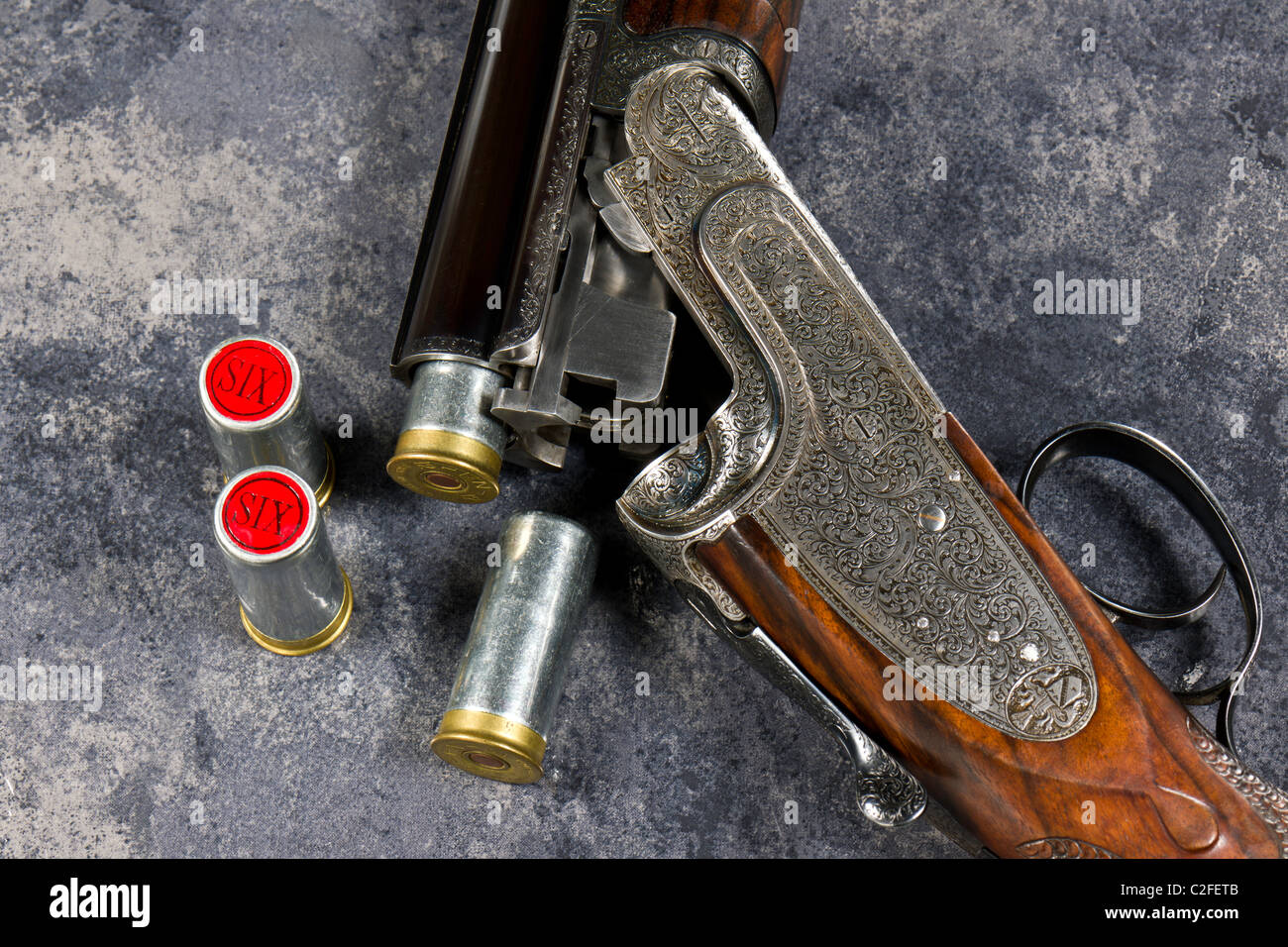 Holloway & Naughton avec cartouches de fusil de chasse vintage Banque D'Images