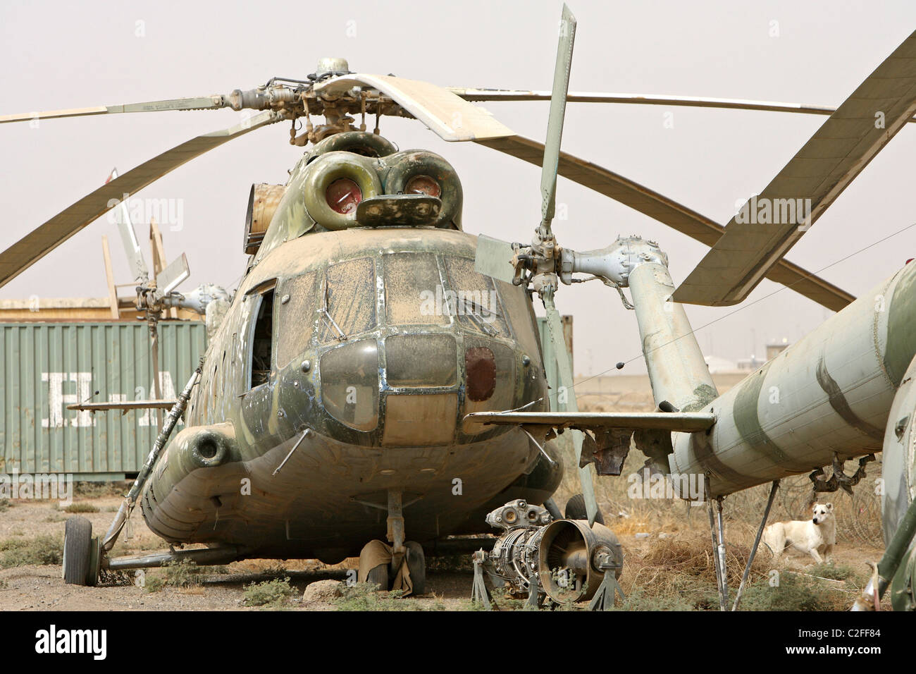 Un hélicoptère militaire russe défectueuse, Kunduz, Afghanistan Banque D'Images