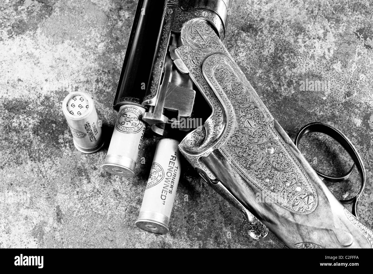 Holloway & Naughton avec cartouches de fusil de chasse vintage Banque D'Images