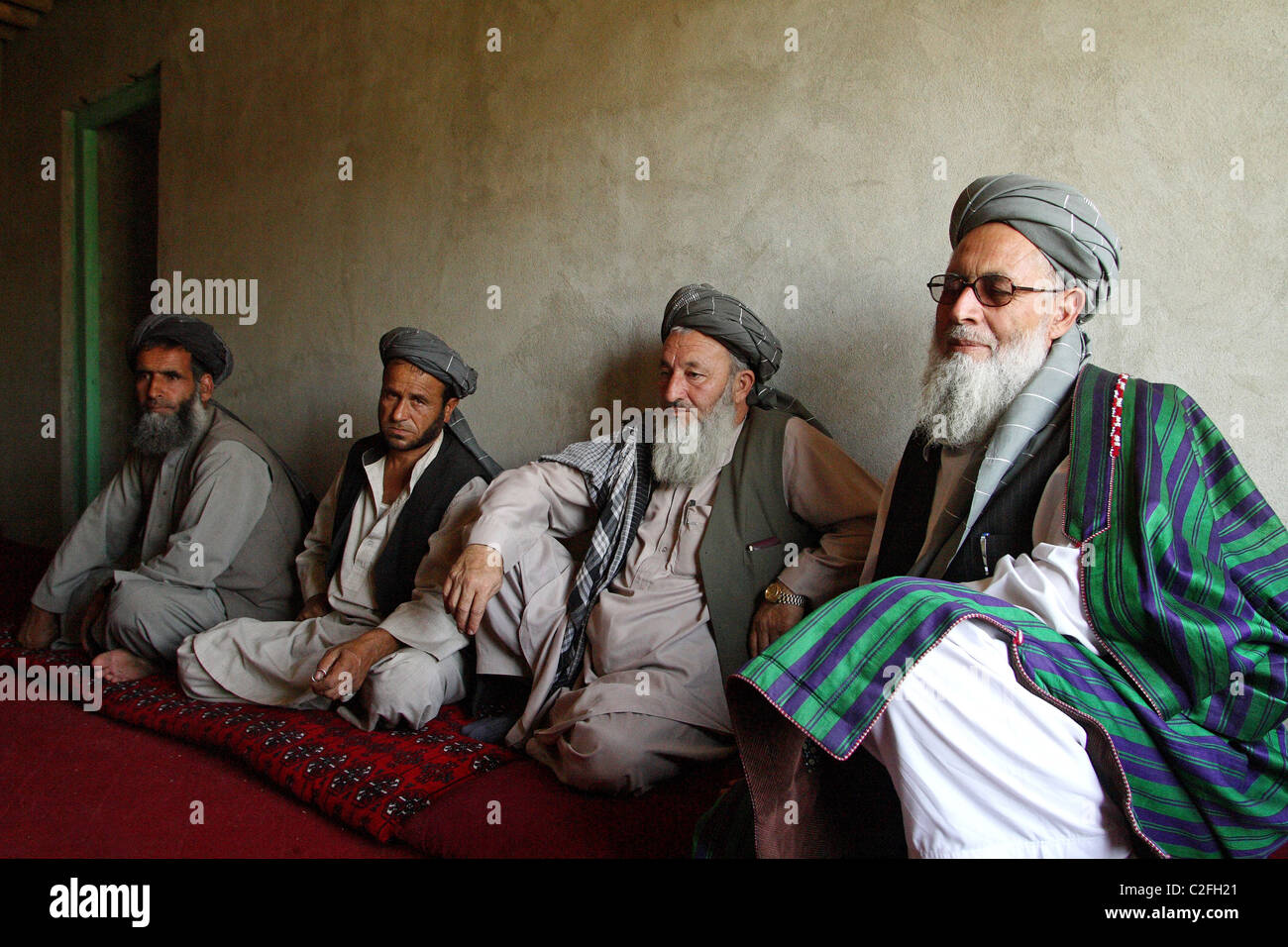 Portrait de personnes âgées Afghans, Kanam, Afghanistan Banque D'Images