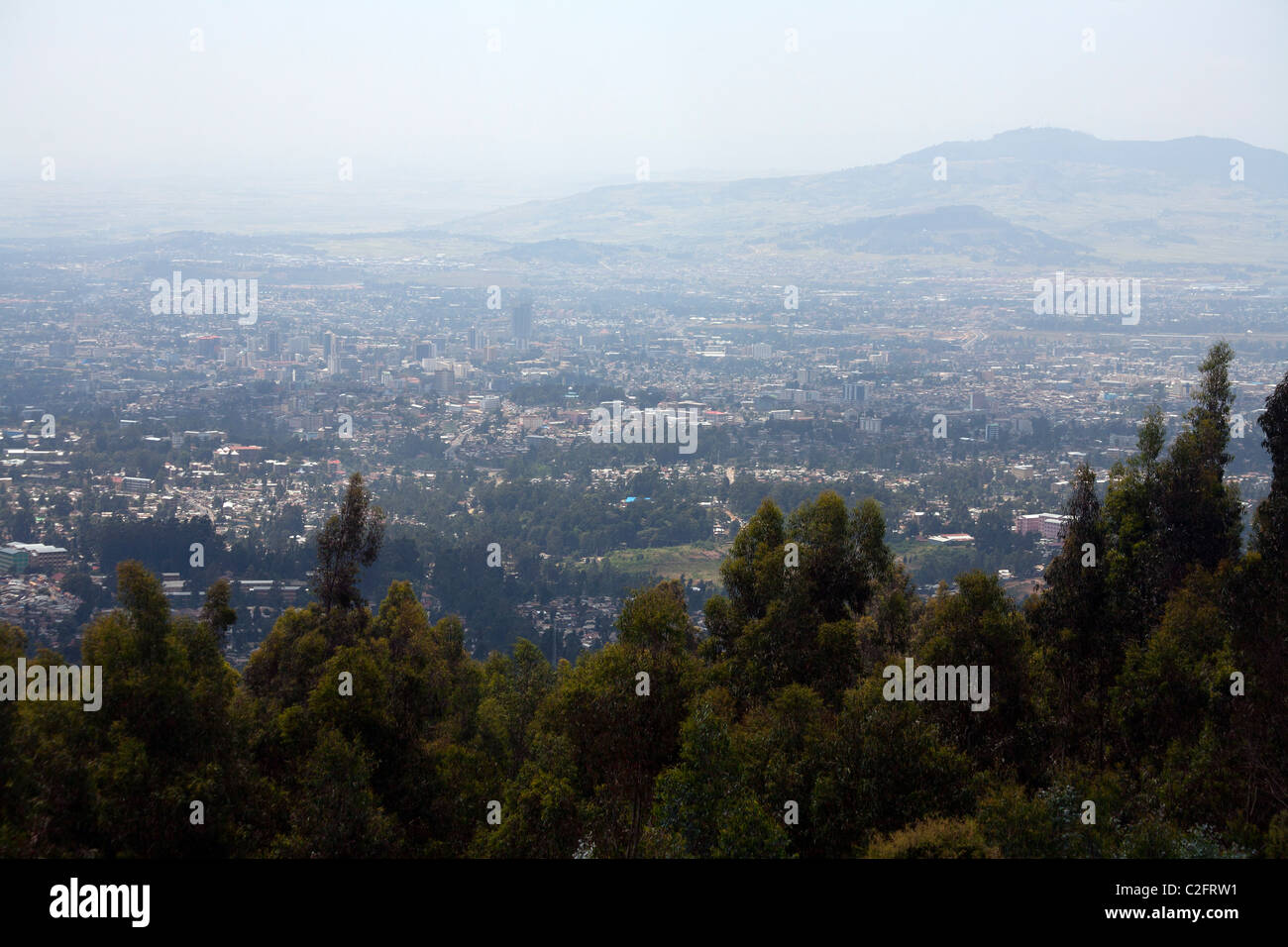 Vue d'Addis Abada de la montagnes Entoto Banque D'Images
